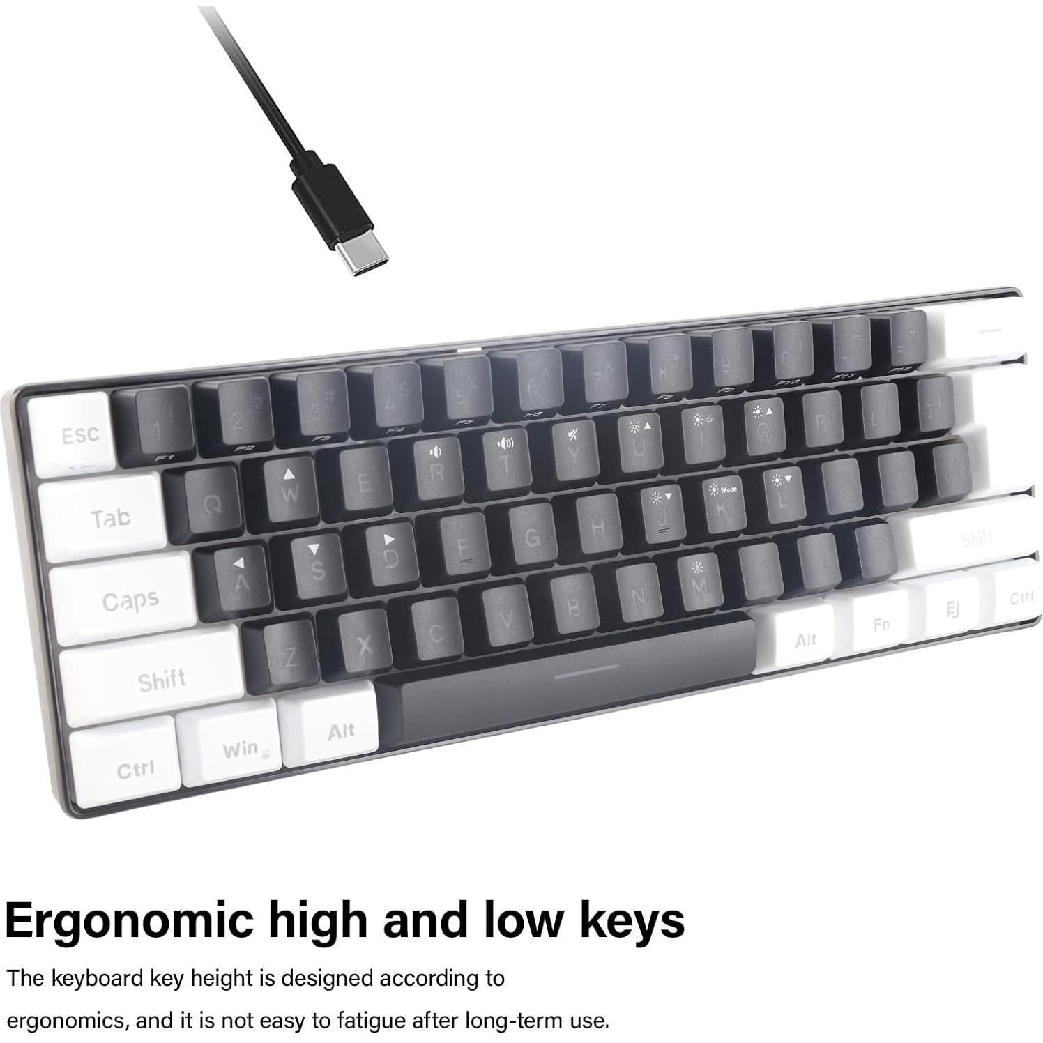 Teclado Gaming Mini RGB Goodstumbler 61 Teclas Ergonómico