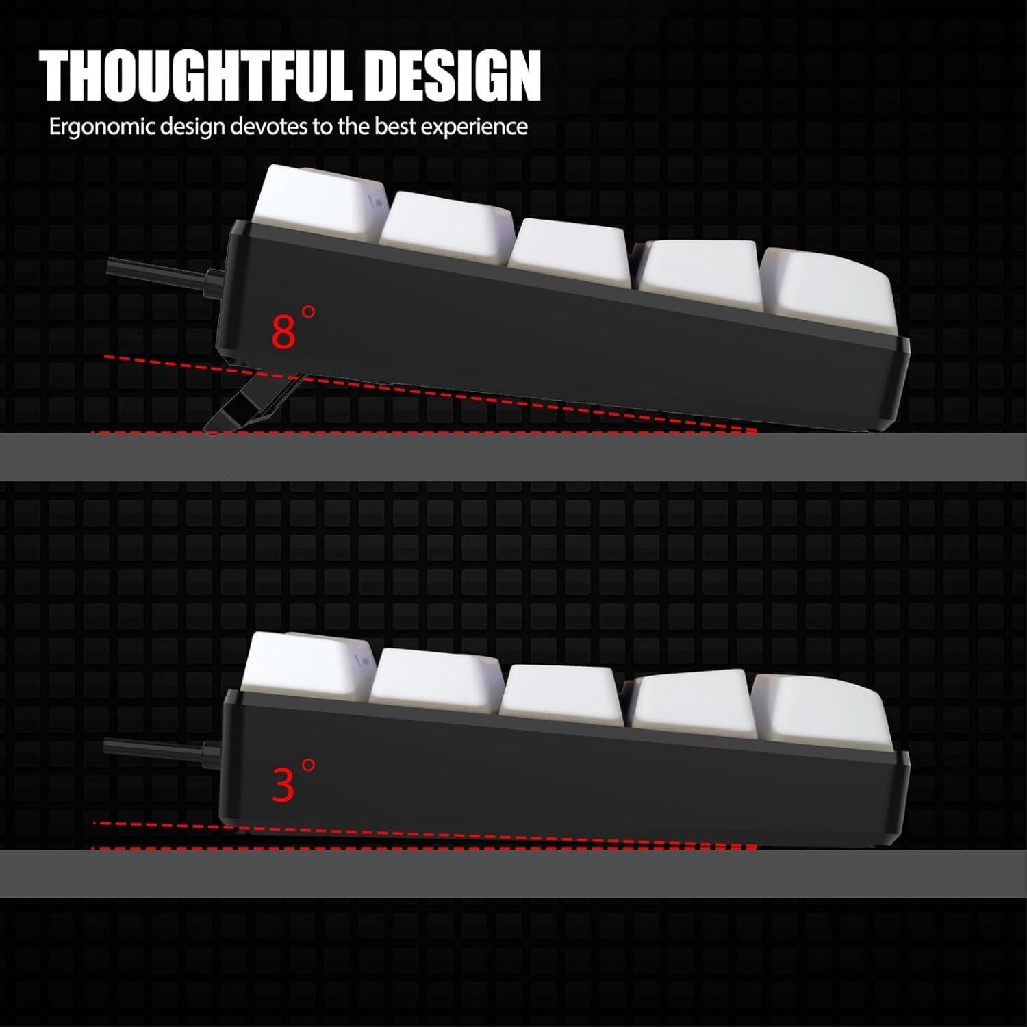 Teclado Gaming Mini RGB Goodstumbler 61 Teclas Ergonómico