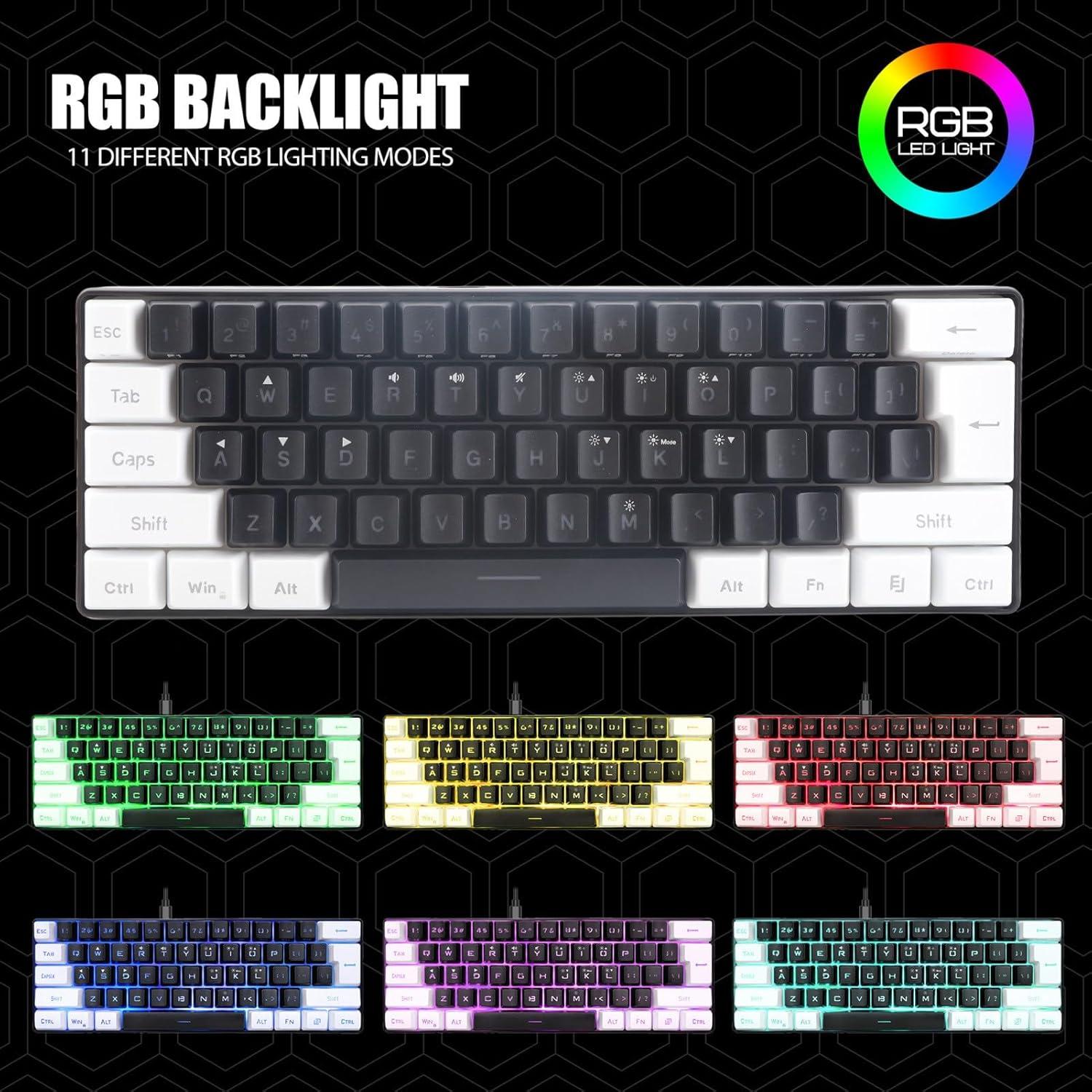 Teclado Gaming Mini RGB Goodstumbler 61 Teclas Ergonómico