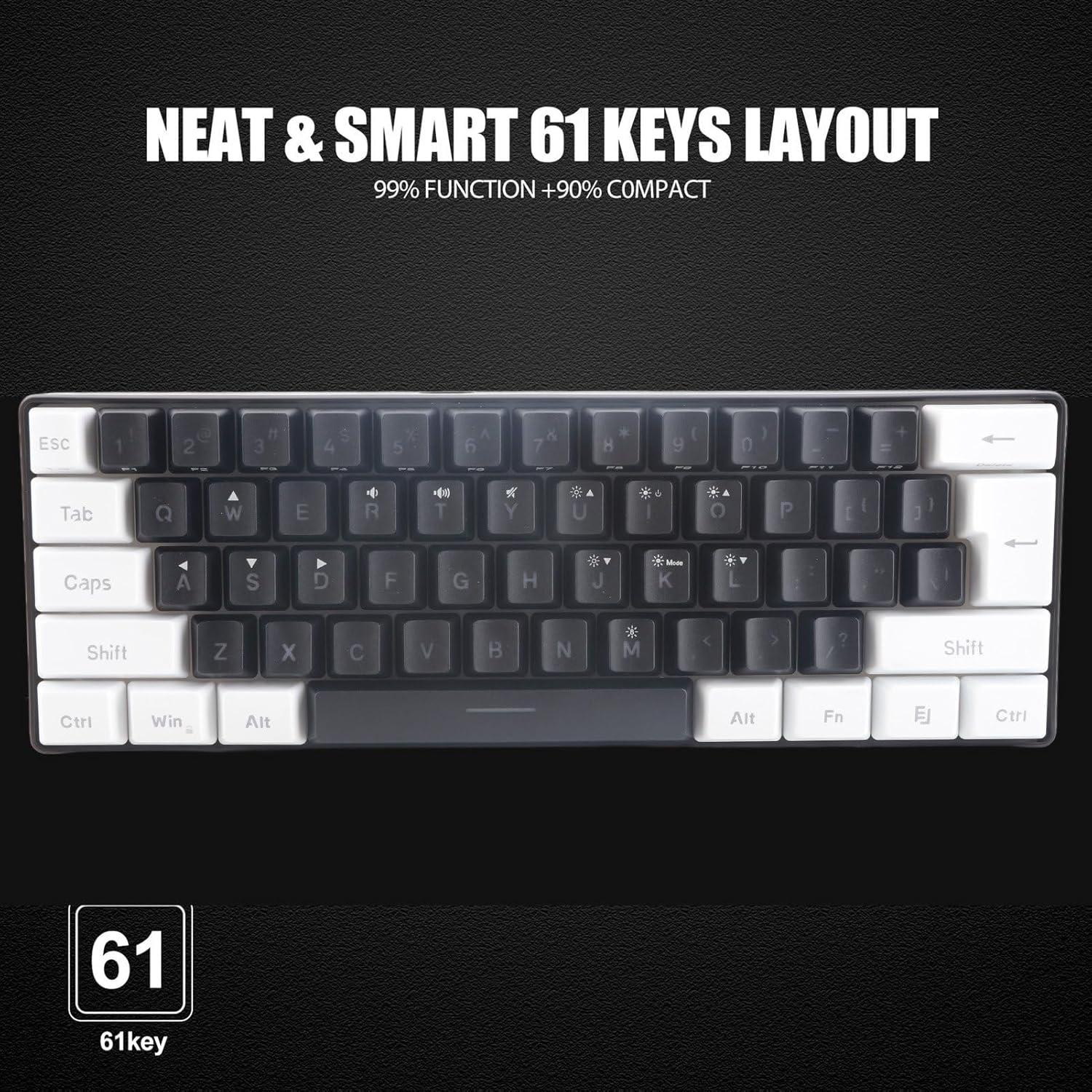 Teclado Gaming Mini RGB Goodstumbler 61 Teclas Ergonómico