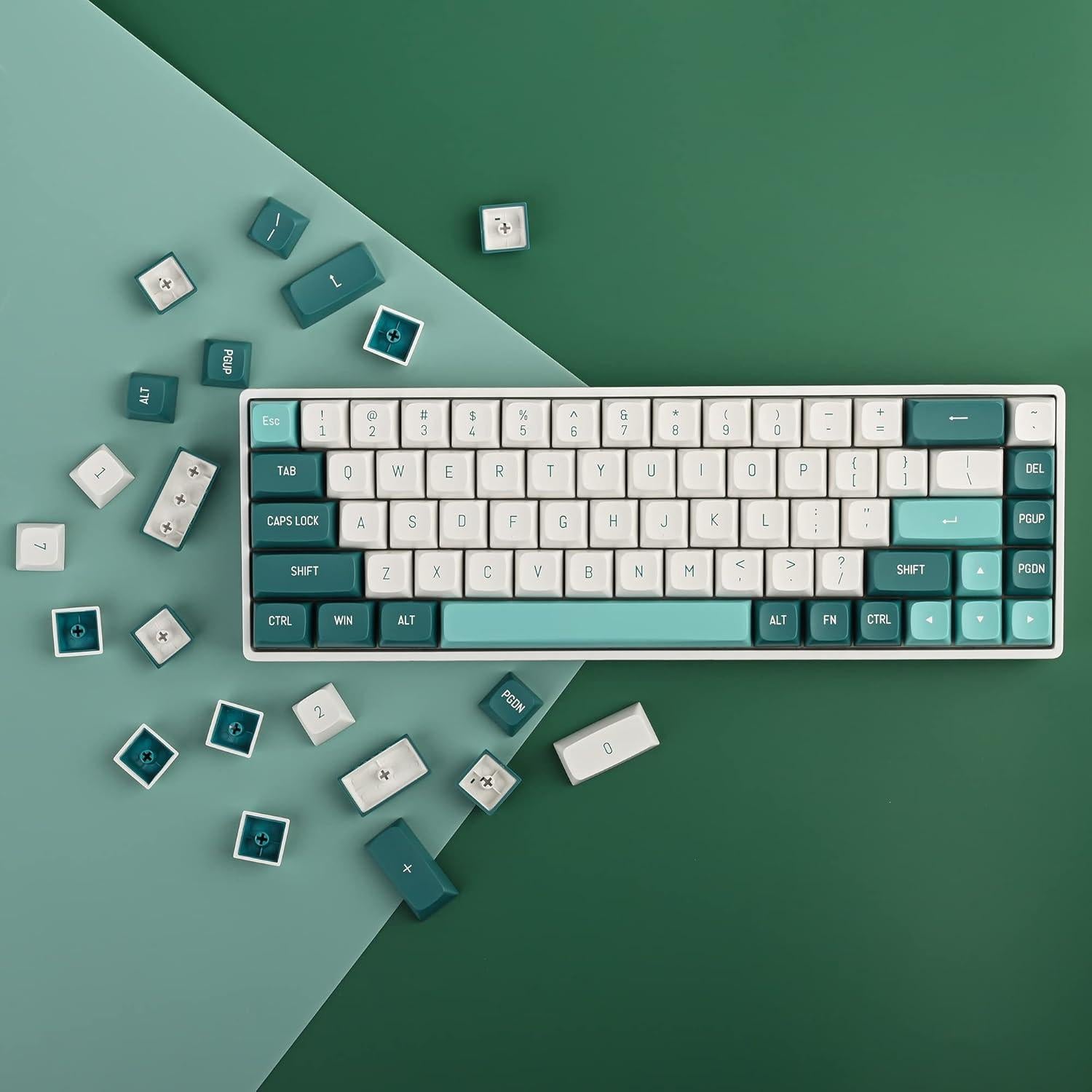 Juego de Teclas PBT Doble Tiro iRoboosta 163 Teclas Verde Blanco