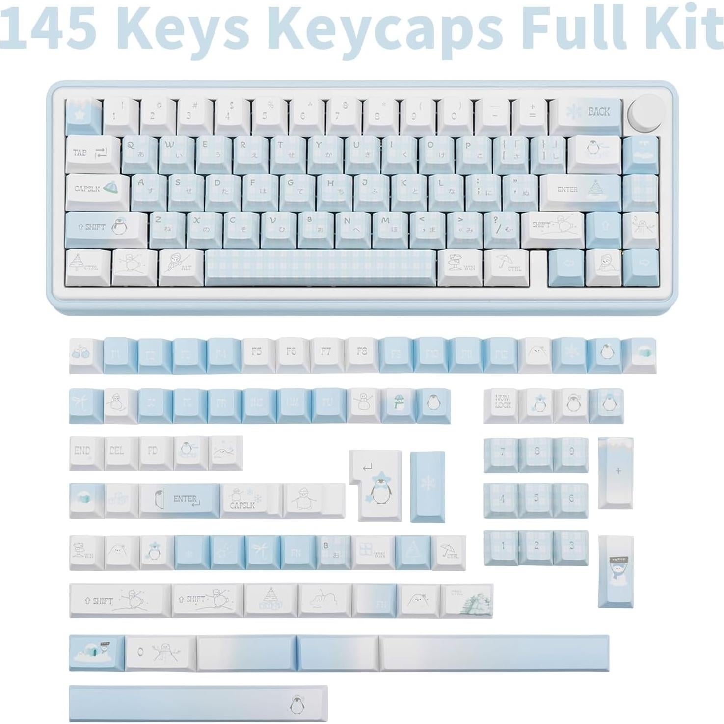 Juego de Teclas PBT COOMICKEY 145 Teclas Azul Invierno