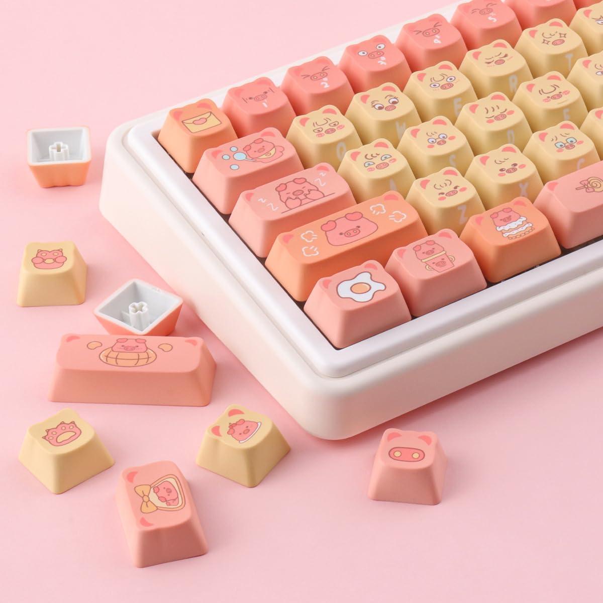 Teclas PBT 138 Lindas Cerdo de Postre TYRIXKI para Teclados