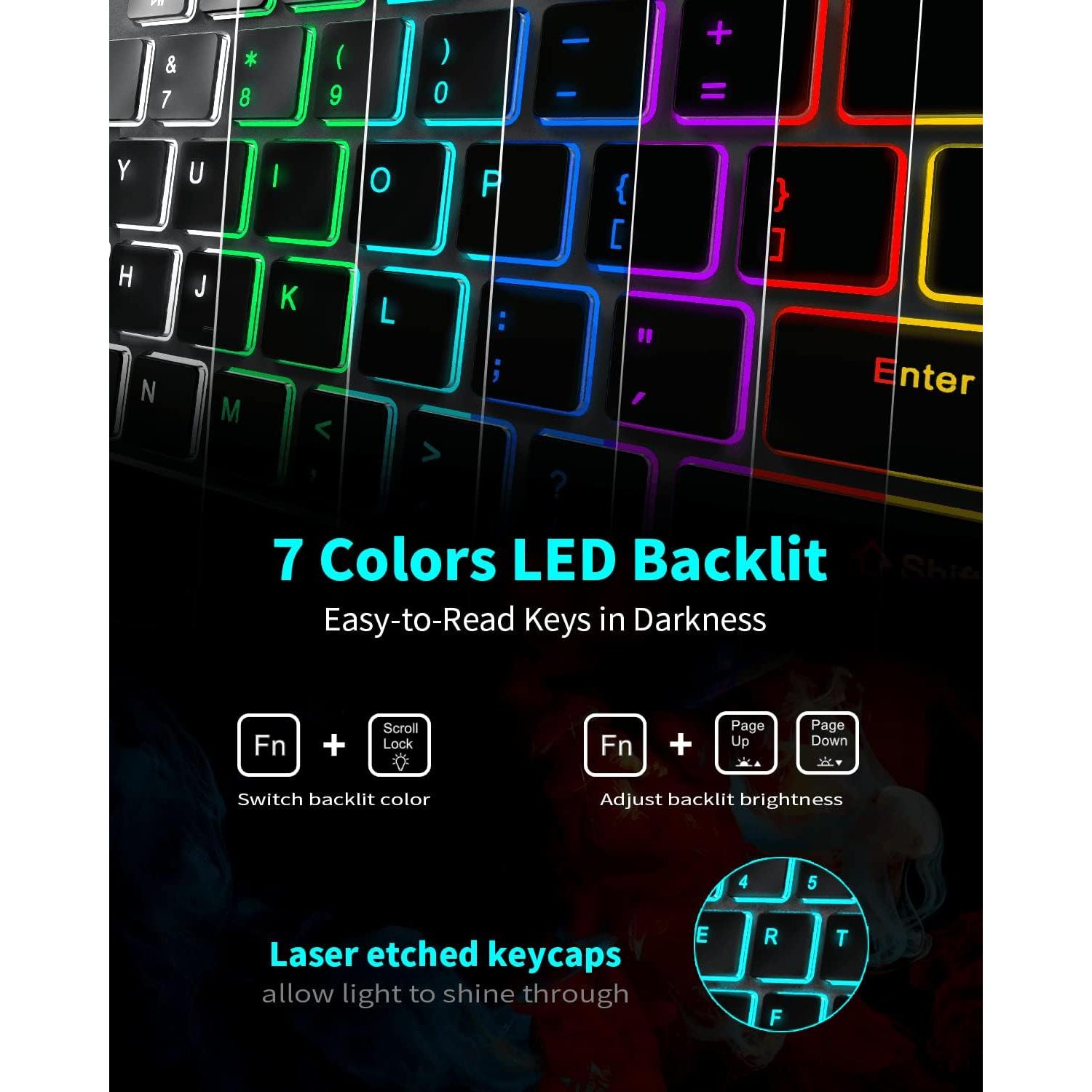 Teclado Inalámbrico Retroiluminado POWZAN KB-RF425F, USB, Gris