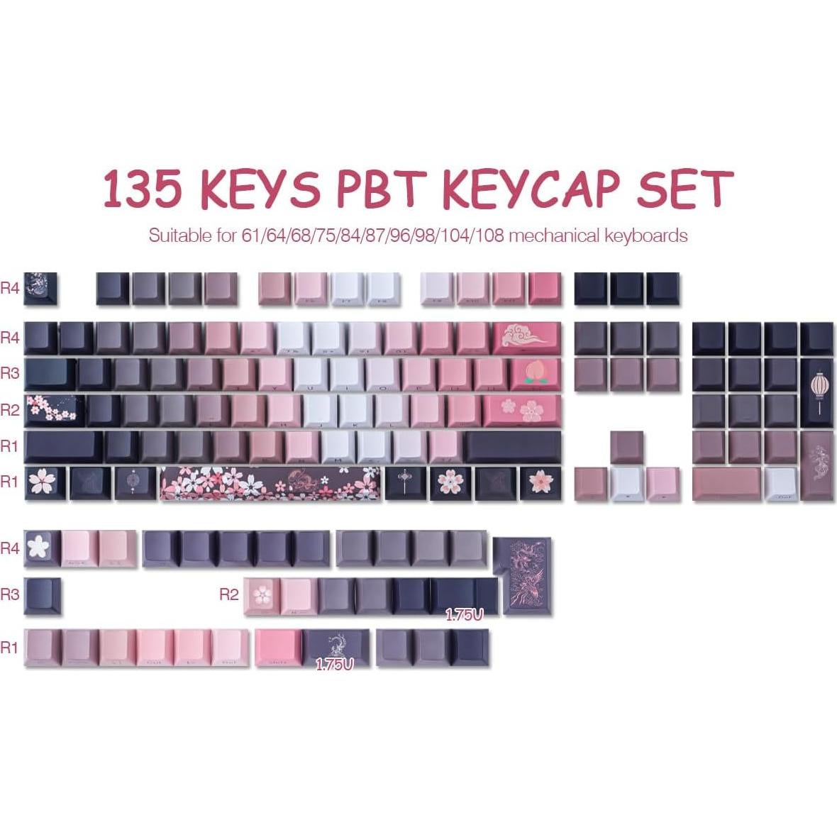 Juego de Teclas Mecánicas JOMKIZ PBT 135 Teclas Rosa