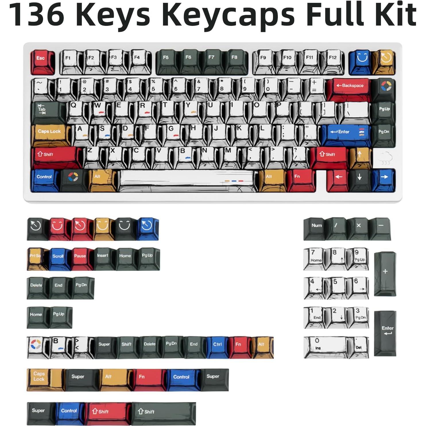 Teclas PBT Cherry GEKUCAP 136 Teclas Manga Mixta Luz