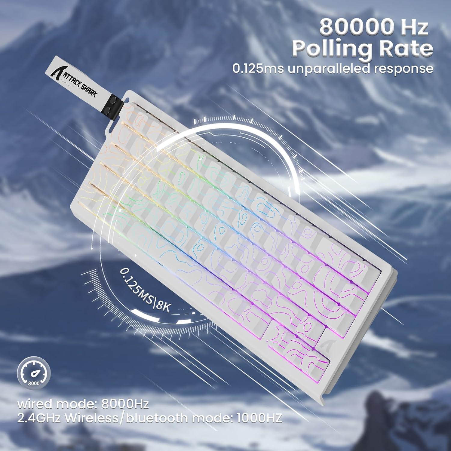 Teclado Gaming Inalámbrico MAMBASNAKE X68PRO Blanco 8000Hz