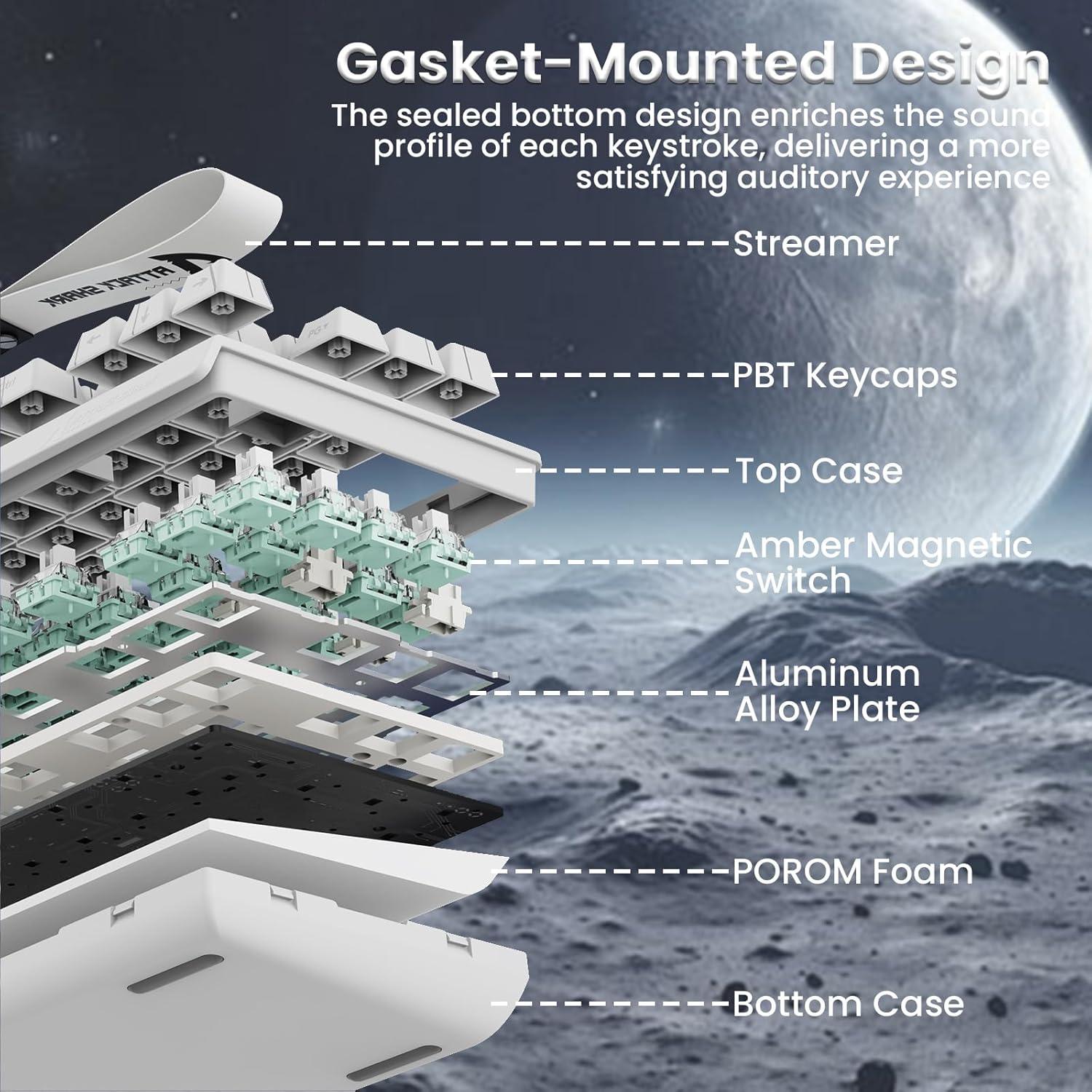 Teclado Gaming Inalámbrico MAMBASNAKE X68PRO Blanco 8000Hz