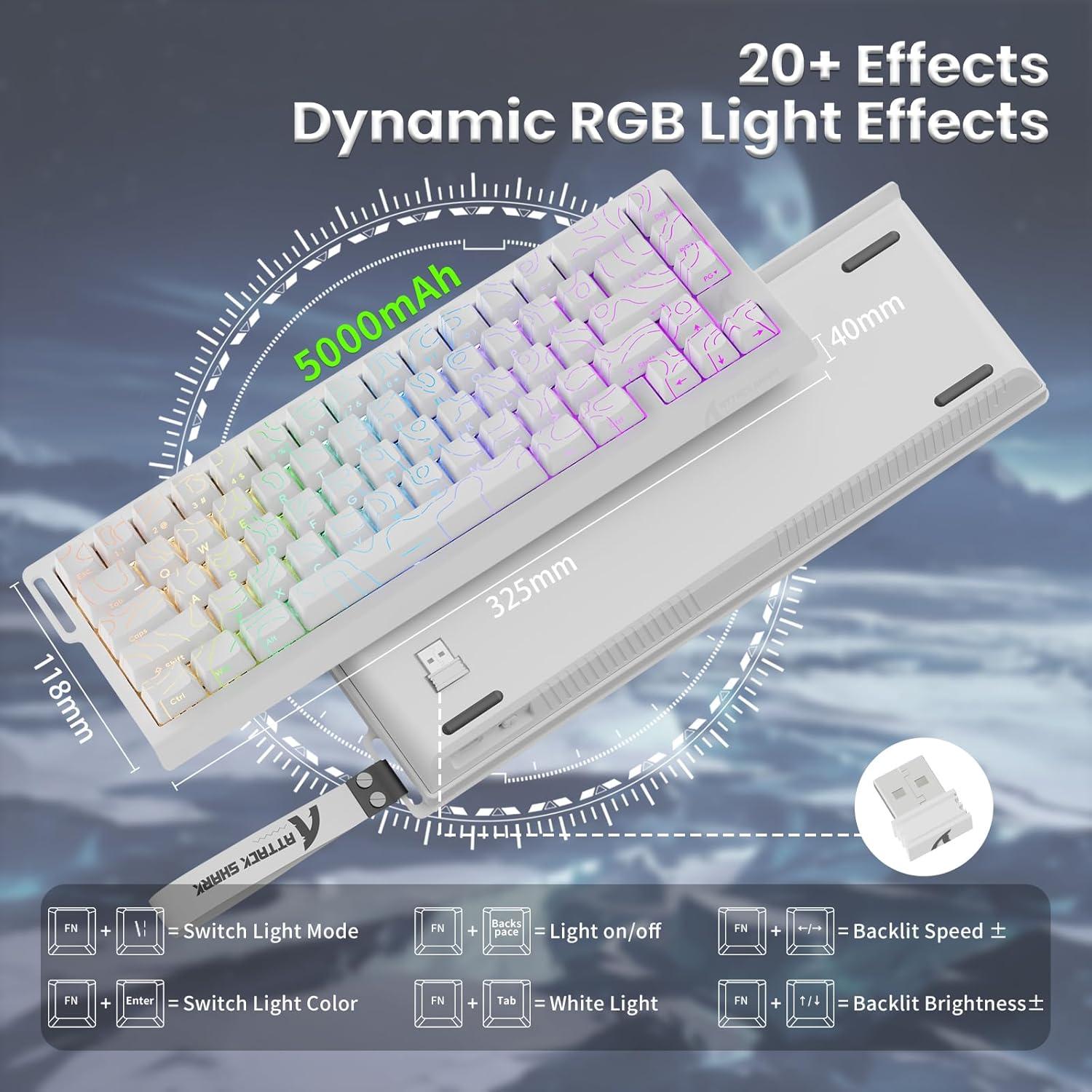 Teclado Gaming Inalámbrico MAMBASNAKE X68PRO Blanco 8000Hz