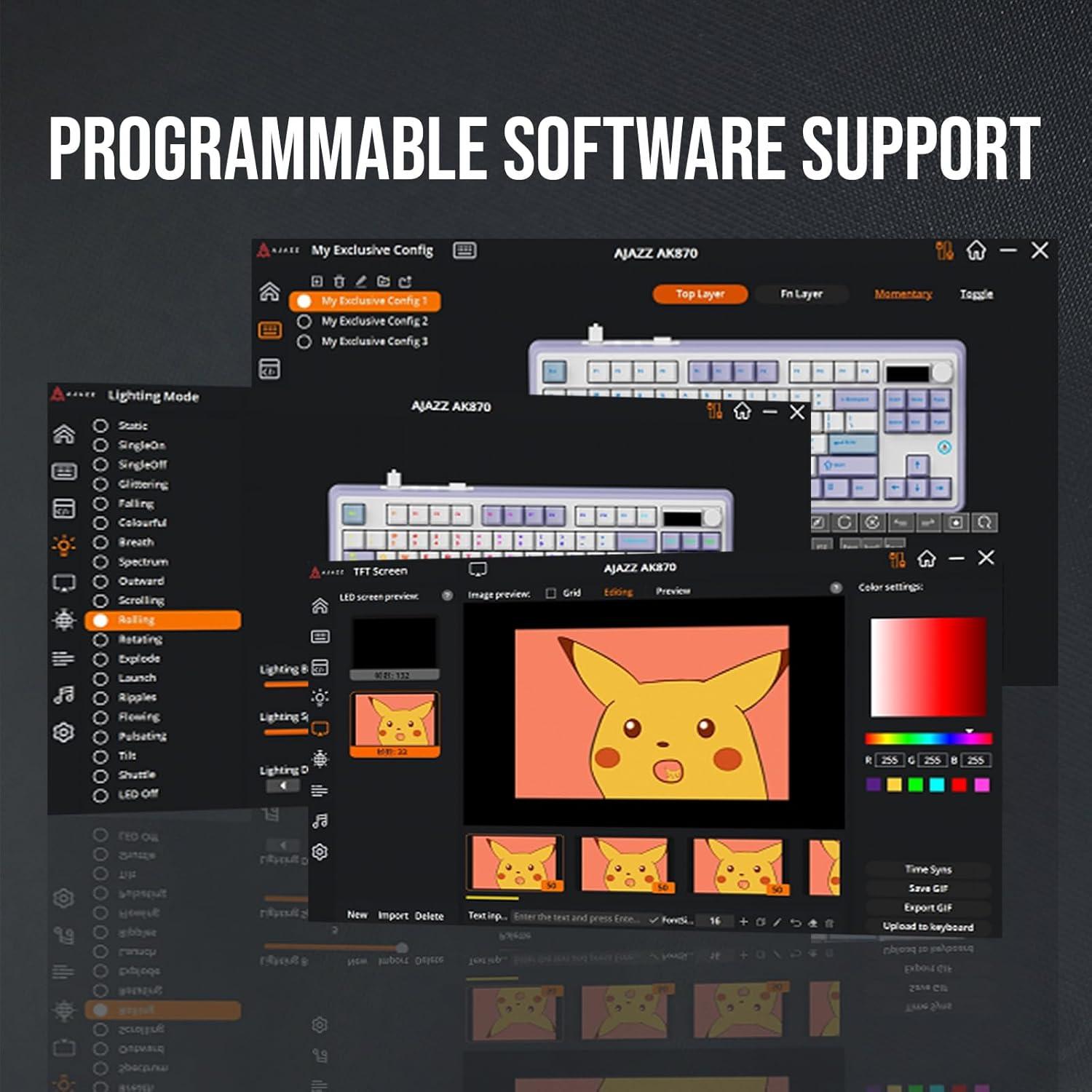 Teclado Mecánico Inalámbrico Ajazz AK870 87 Teclas RGB Negro