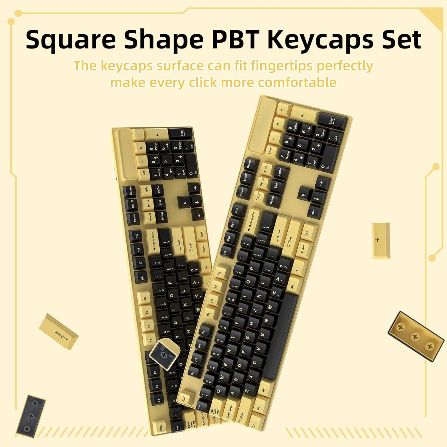 Juego de Teclas PBT 143 Teclas ZIYOU LANG Negro Amarillo