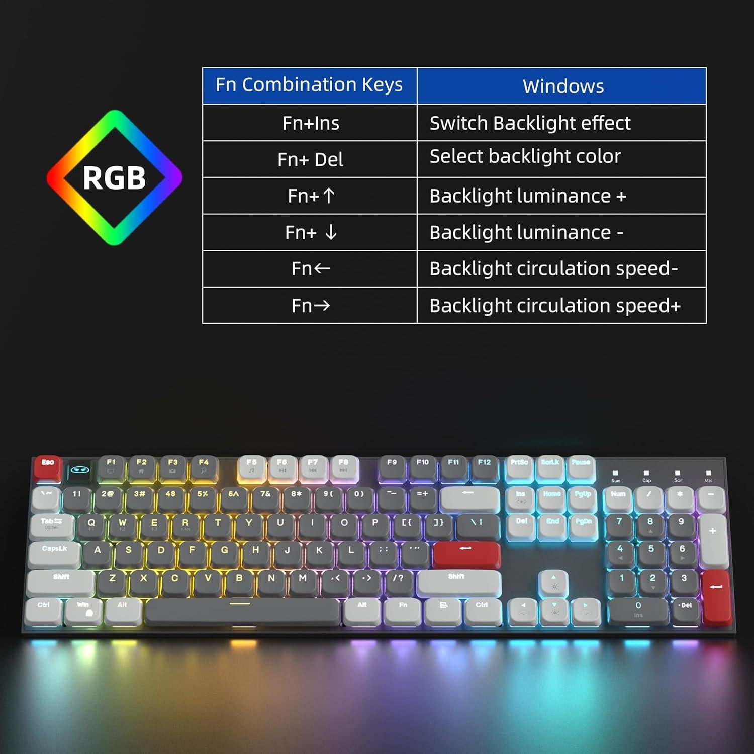 Teclado Mecánico Inalámbrico Camiysn Moon104 RGB 2.4GHz USB-C