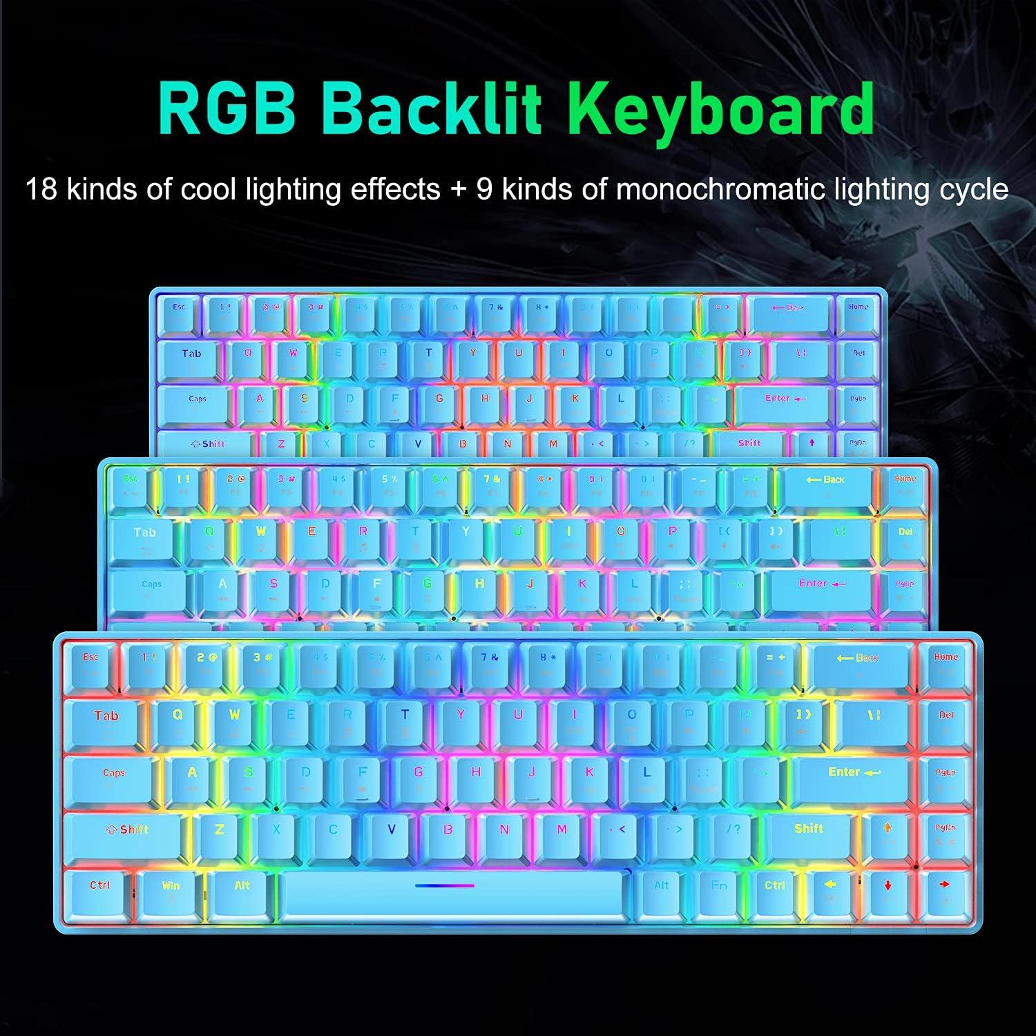 Teclado Mecánico Gaming LexonElec 60% Retroiluminado RGB Azul