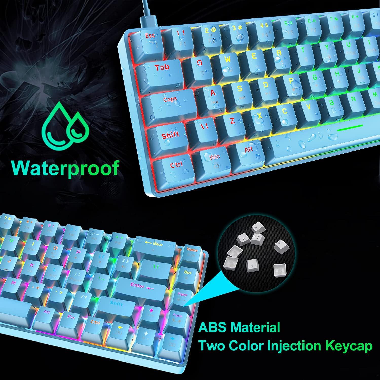 Teclado Mecánico Gaming LexonElec 60% Retroiluminado RGB Azul