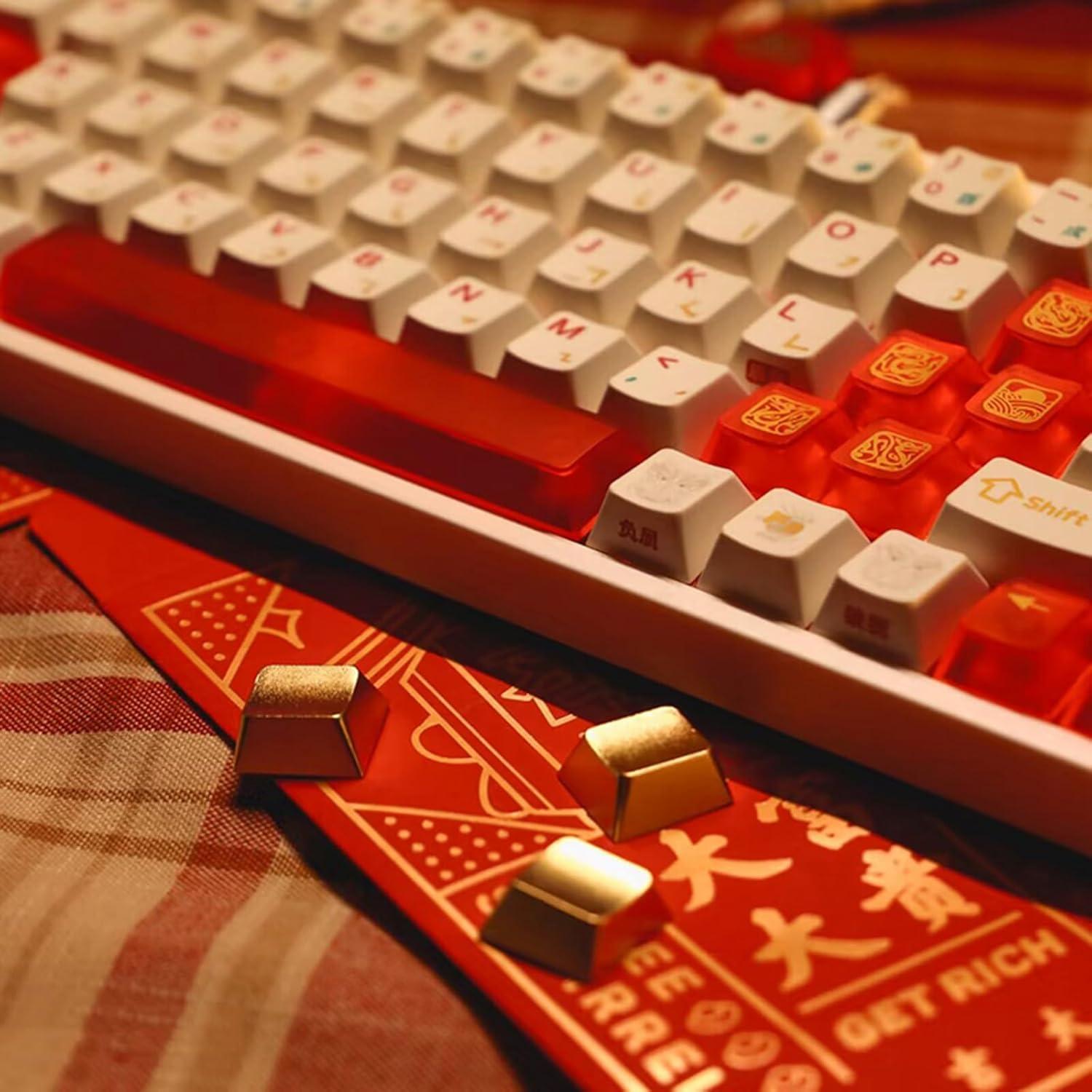 Teclas de metal doradas XUZHID para teclado mecánico - 15 piezas