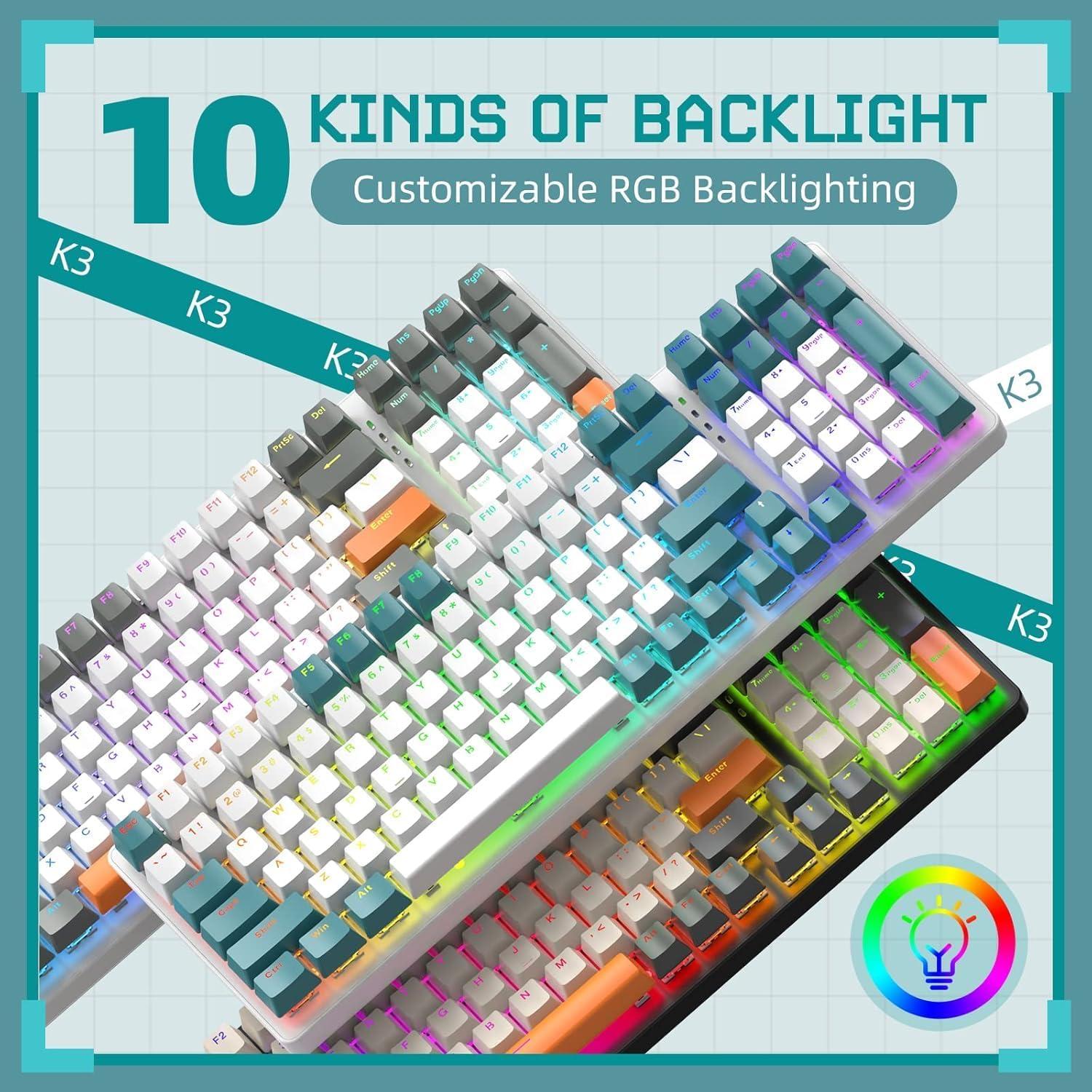 Teclado Mecánico Gaming AJAZZ K3 RGB 98 Teclas Anti-Conflito