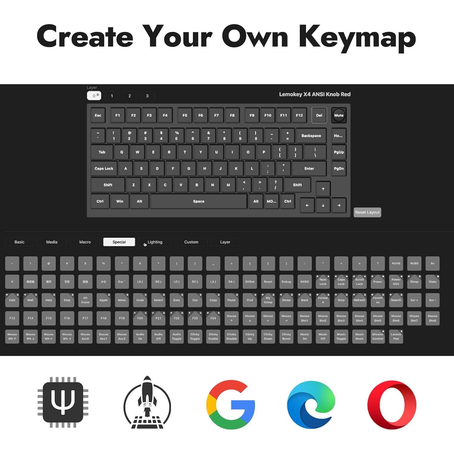 Teclado Mecánico Lemokey X4 75% Retroiluminado Rojo PBT