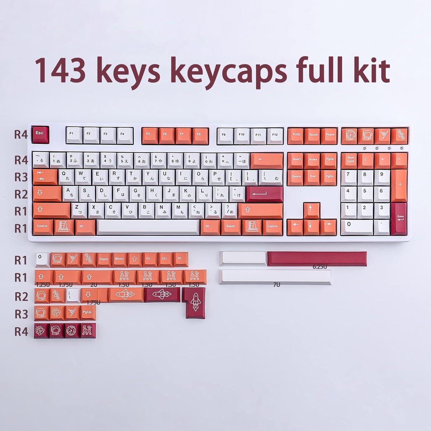 Conjunto de Teclas PBT Hyekit 143 Teclas Cherry para Mecánicos