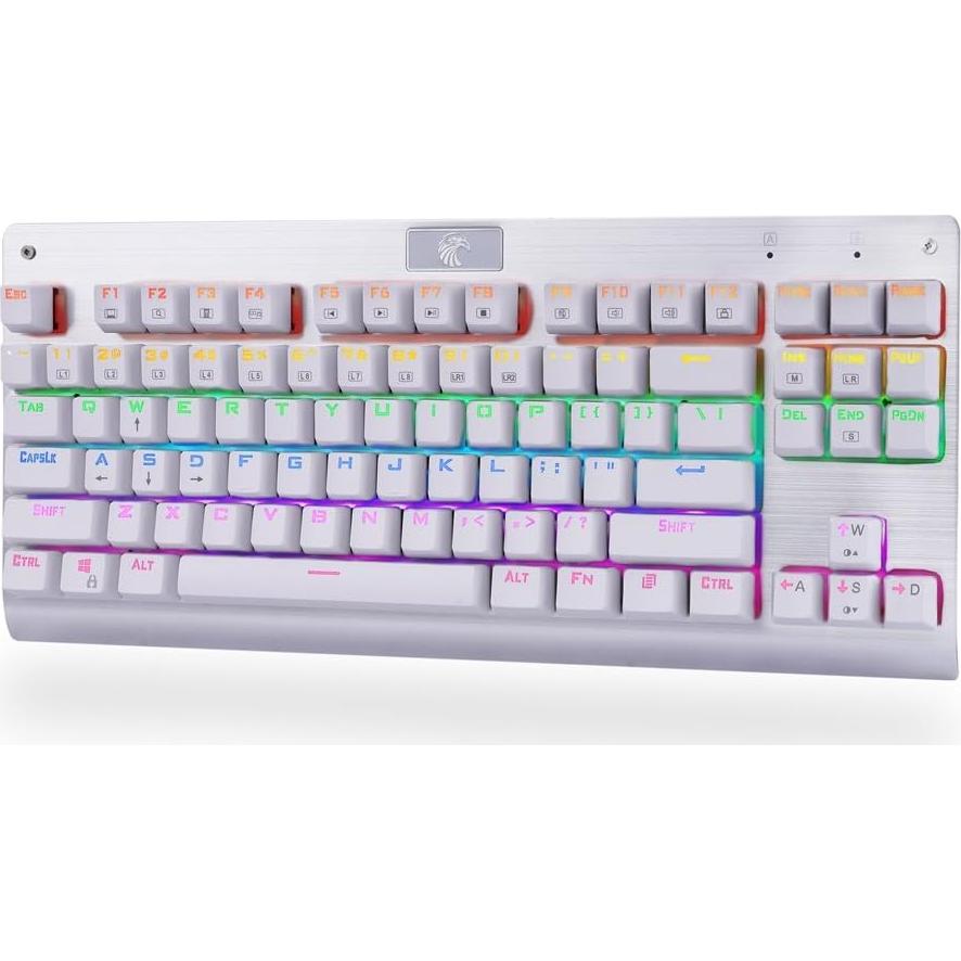 Granvela MechanicalEagle Z-77 75% Mechanical Keyboard | Aluminium Panel | Clicky Blue Switches | Rainbow LED Backlit | N-Key Rollover | 87-Key Tenkeyless | Hot Swappable |Spare Switches Included