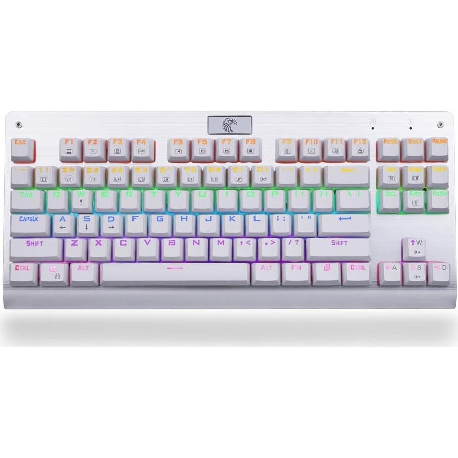 Granvela MechanicalEagle Z-77 75% Mechanical Keyboard | Aluminium Panel | Clicky Blue Switches | Rainbow LED Backlit | N-Key Rollover | 87-Key Tenkeyless | Hot Swappable |Spare Switches Included