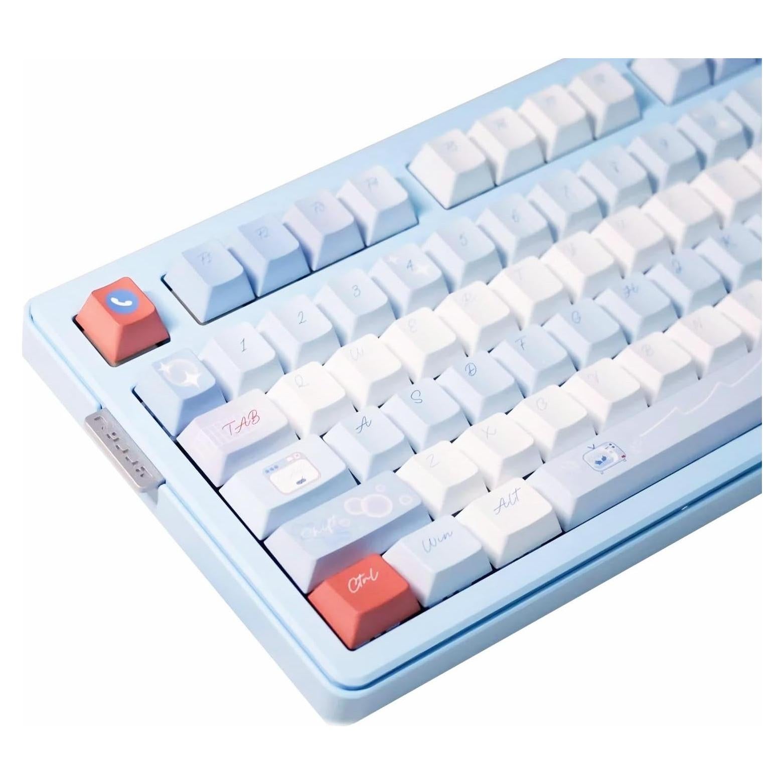 Juego de Teclas PBT TIMSEKER Cherry Azul y Blanco 147 Teclas