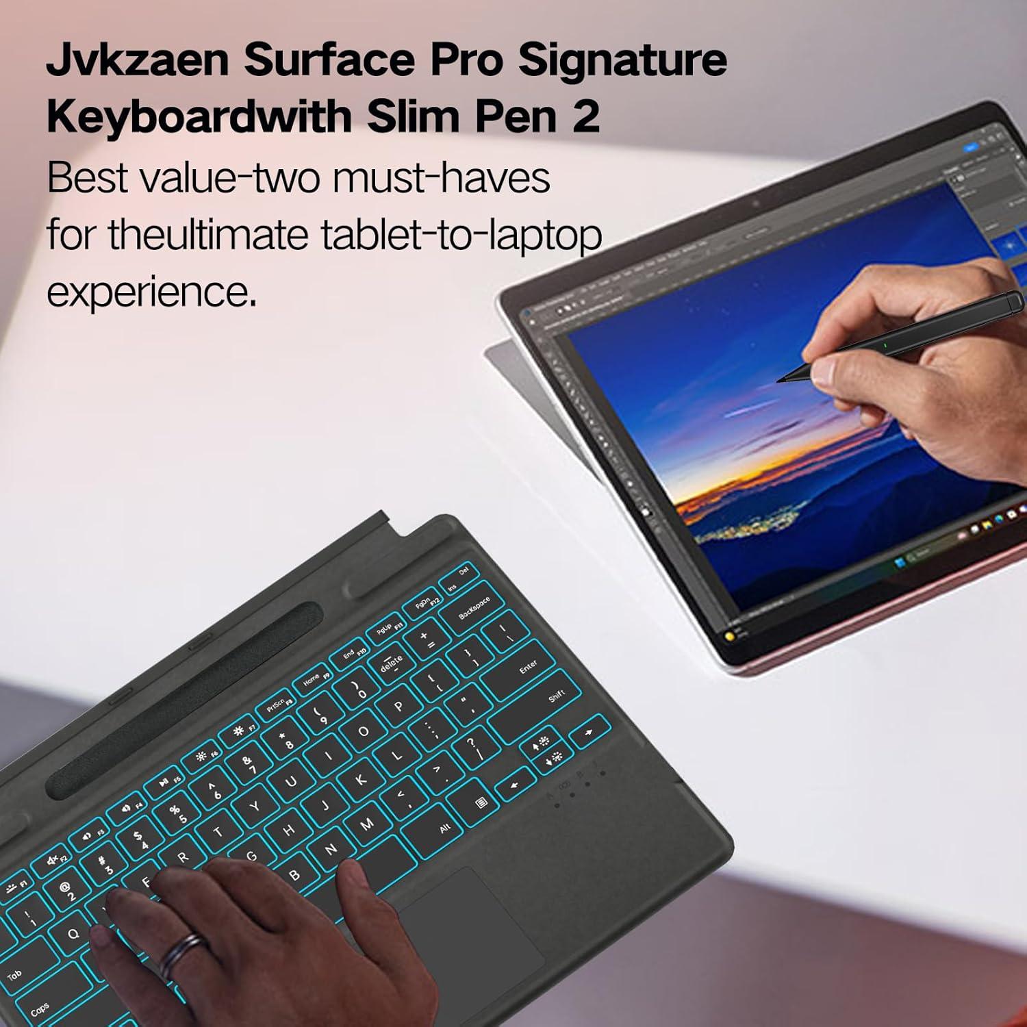 Teclado Inalámbrico Retroiluminado Jvkzaen para Surface Pro 11/10/9/8/X