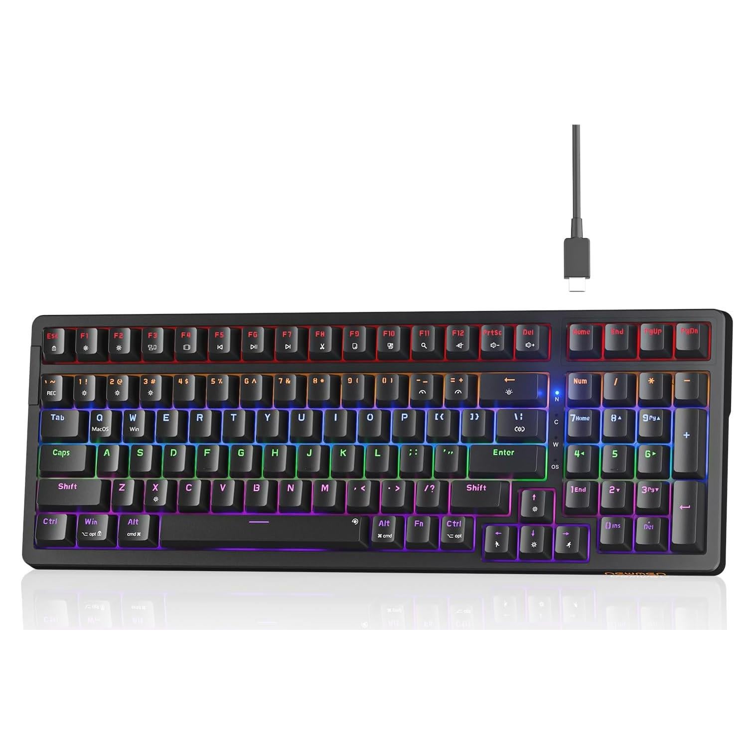 Teclado Mecánico Gaming Newmen GM328, 100 Teclas, LED RGB