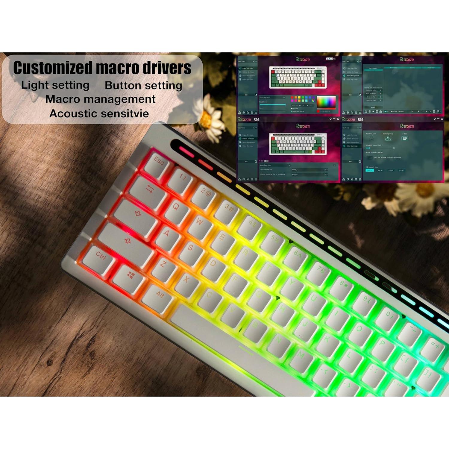 Teclado Mecánico Gaming Inalámbrico VirtDream R66 RGB 65%