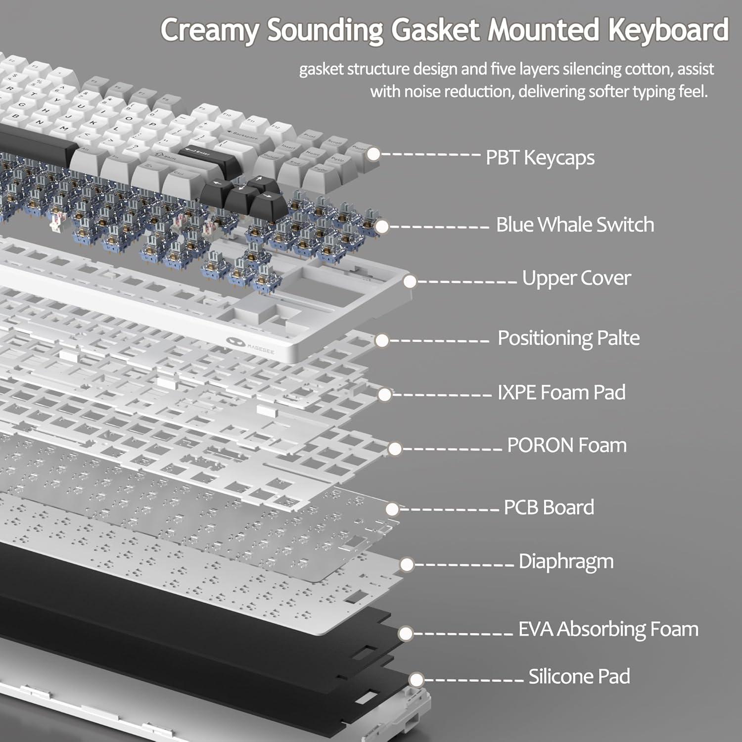 Teclado Mecánico Inalámbrico MageGee LIGHT87 RGB 8000mAh
