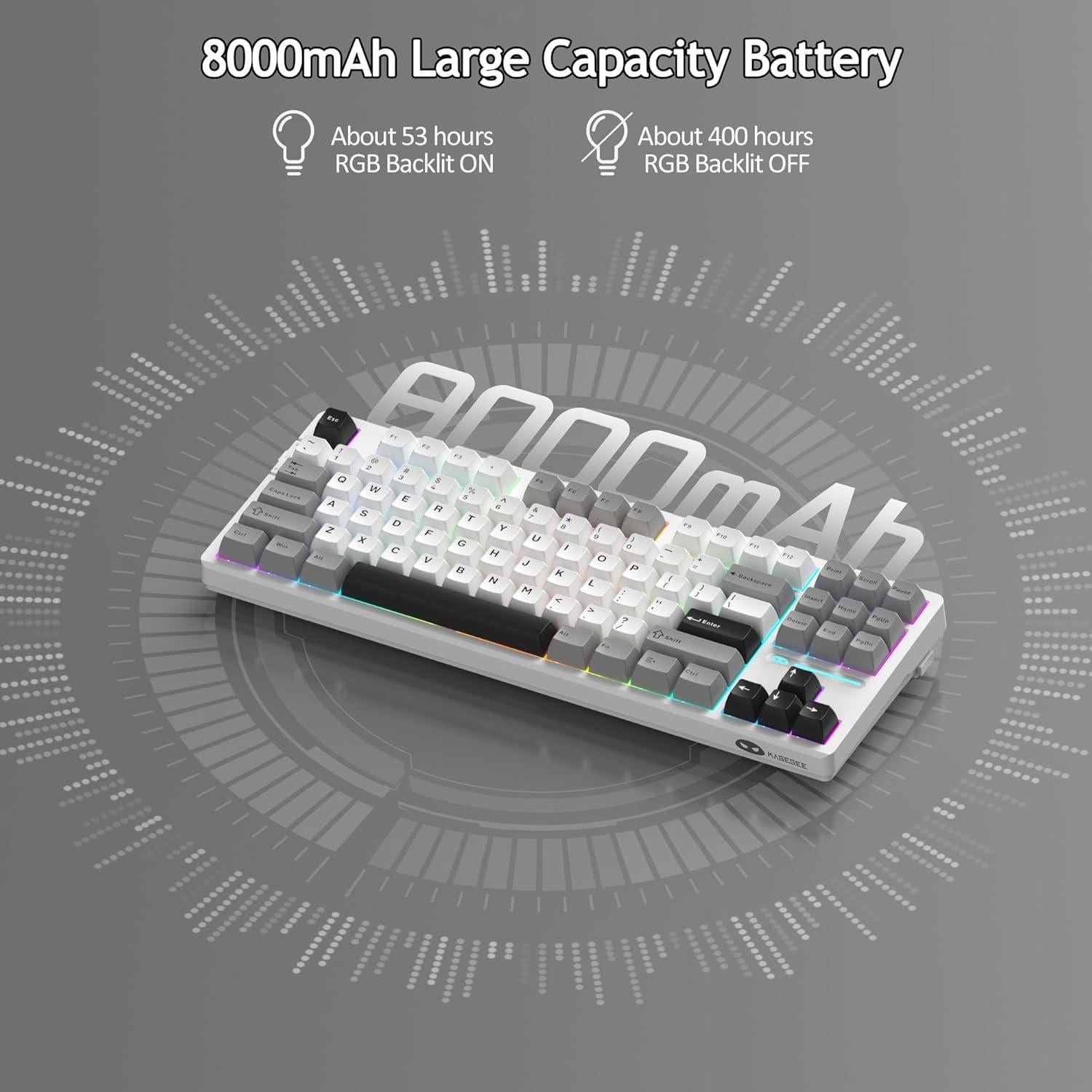 Teclado Mecánico Inalámbrico MageGee LIGHT87 RGB 8000mAh