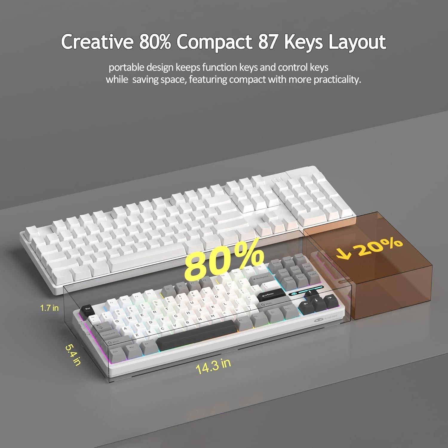 Teclado Mecánico Inalámbrico MageGee LIGHT87 RGB 8000mAh