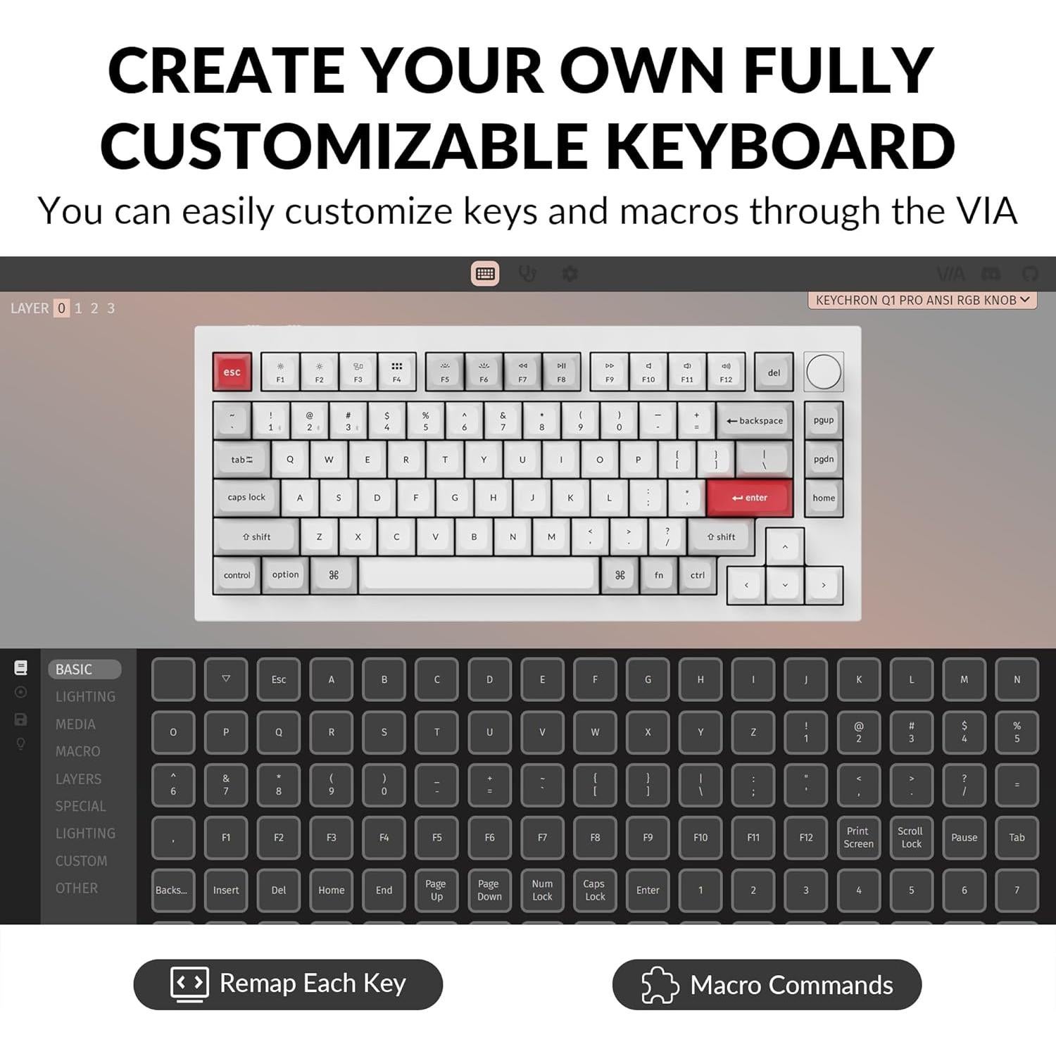 Teclado Mecánico Inalámbrico Keychron Q1 Pro 75% Bluetooth