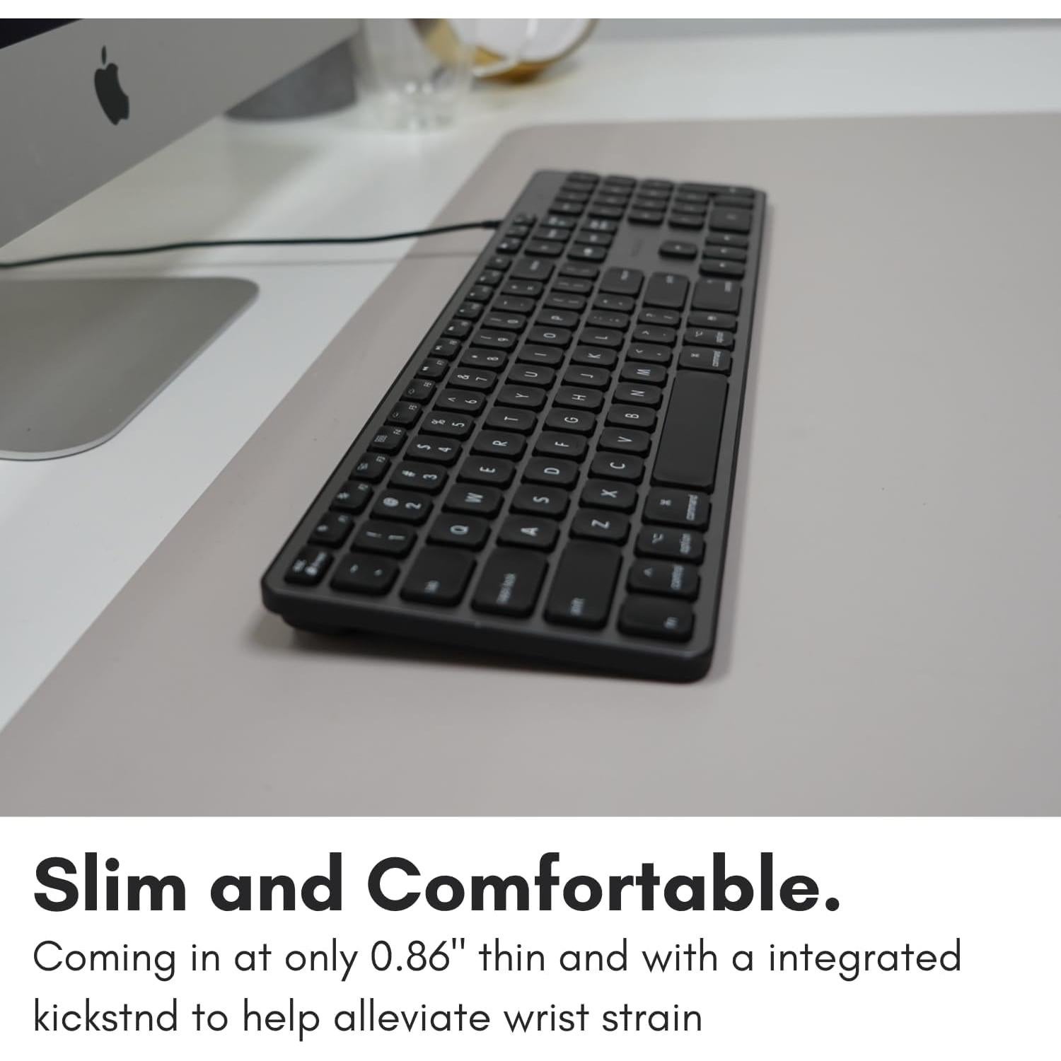 Teclado Retroiluminado Macally para Mac - 107 Teclas, USB 1.5m, Gris Espacial