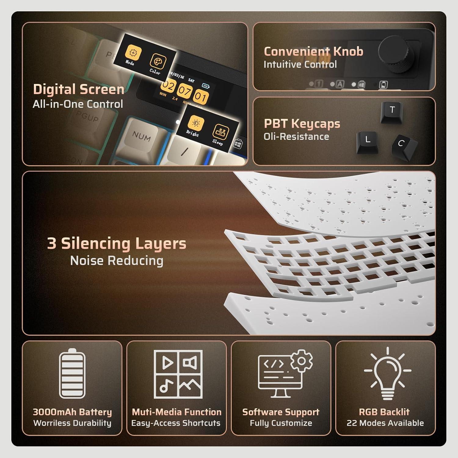 Teclado Mecánico Inalámbrico LTC NB1041 PRO RGB 104 Teclas