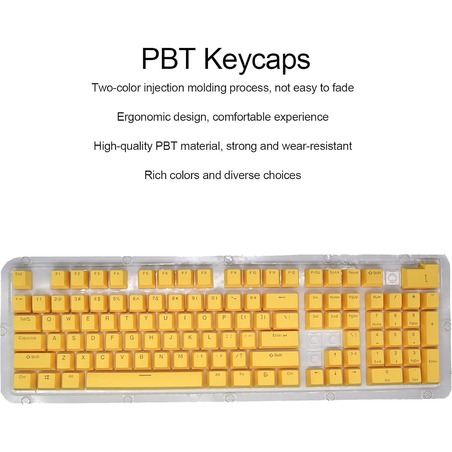 Juego de Teclas PBT 108 para Teclado Mecánico Acogedor Amarillo