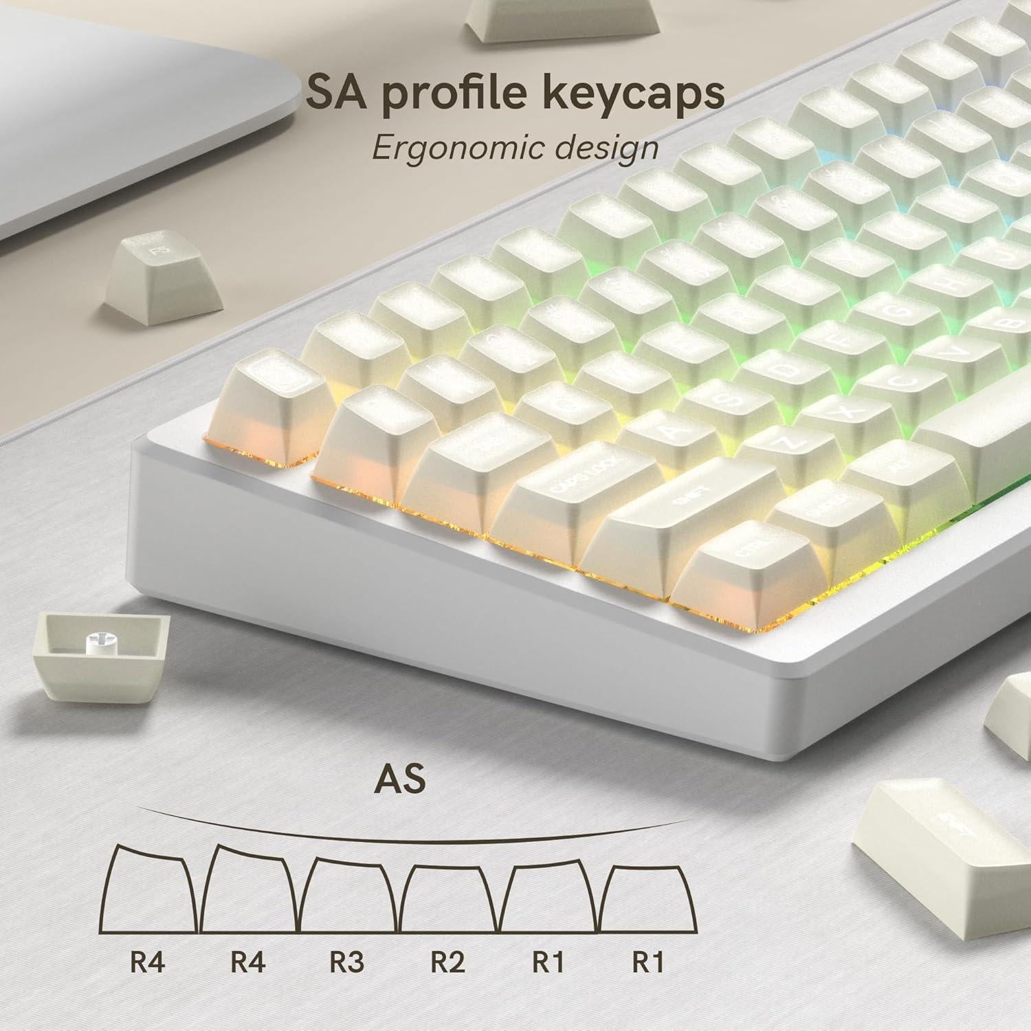 Keycaps Dagaladoo Jade Blanca 140 Teclas PBT Doble Tiro