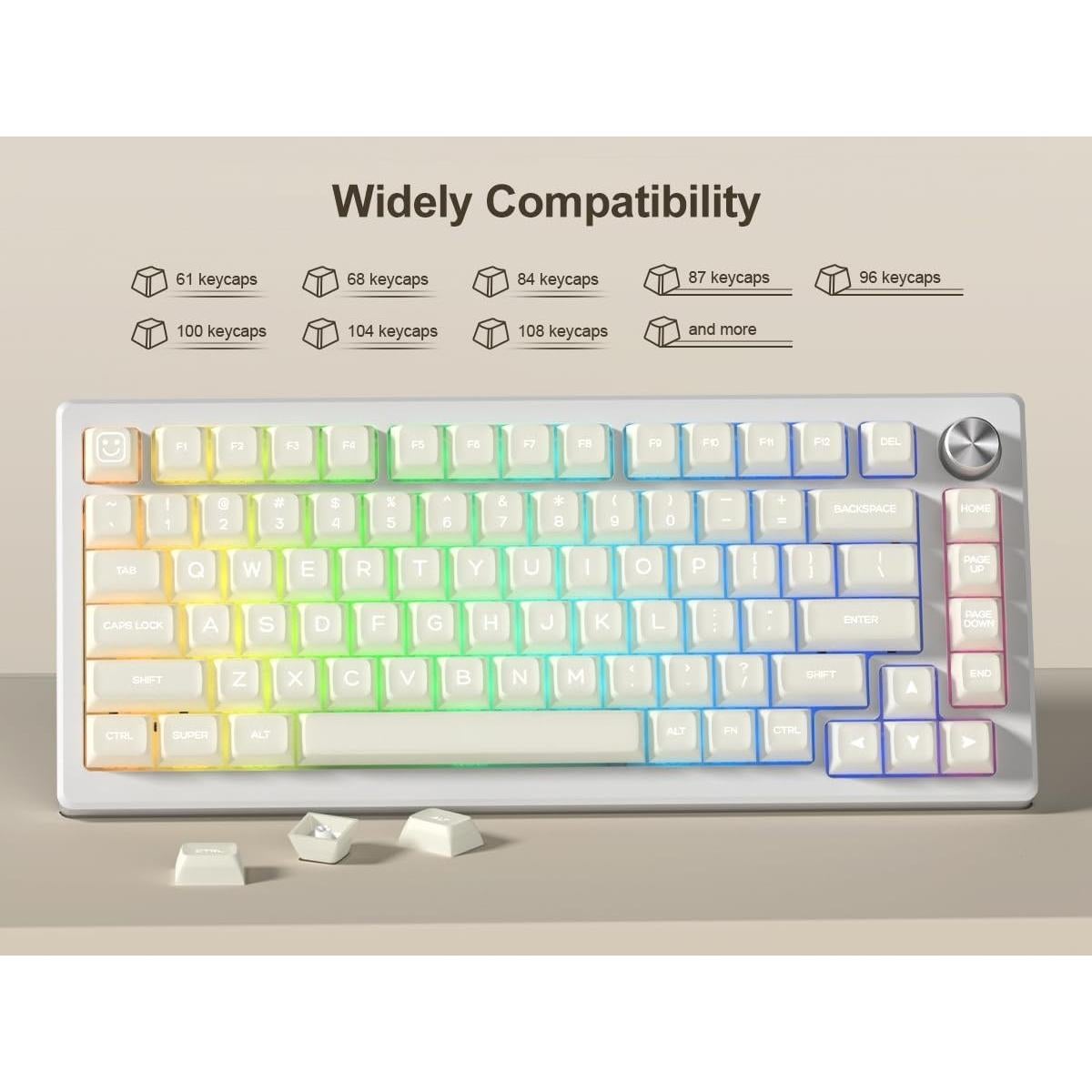 Keycaps Dagaladoo Jade Blanca 140 Teclas PBT Doble Tiro