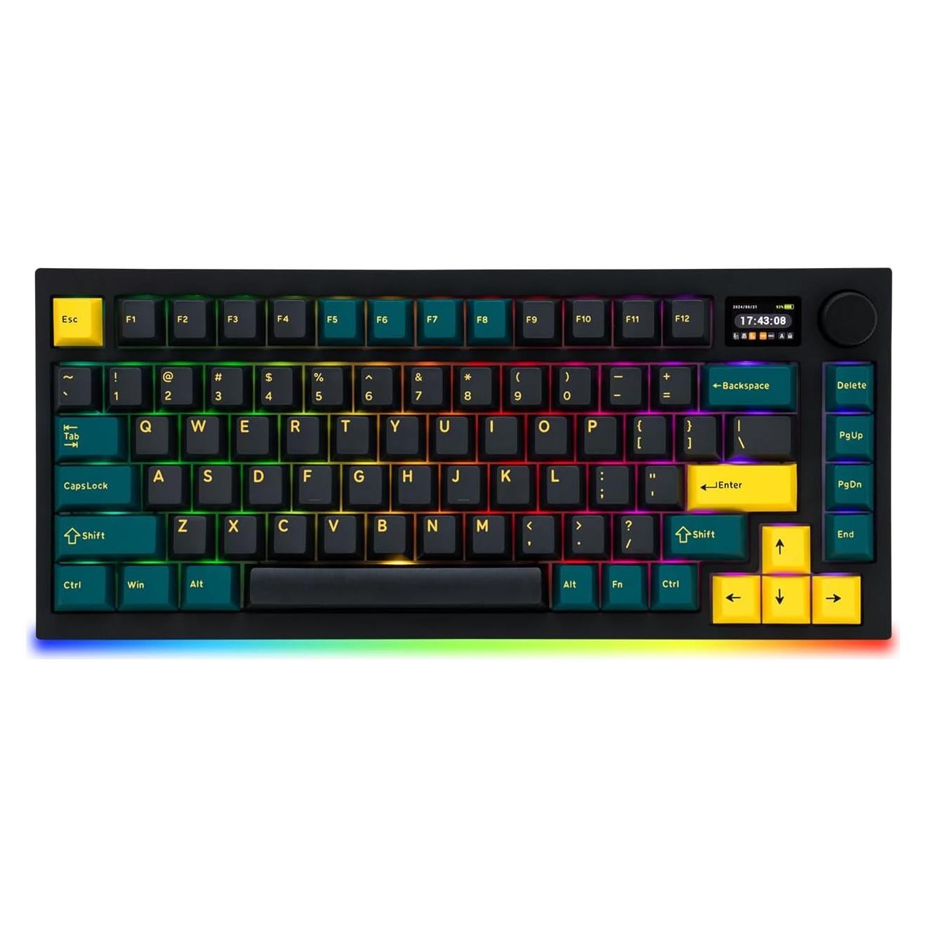 MD750 Delight BT RGB Devil Green TKL Ergonomic Mechanical Keyboard, LED Screen & Knob, 75% Layout, 2.4G/ BT5.0/ USB Type-C, Mac/Windows OS Compatible (Gateron G Brown)