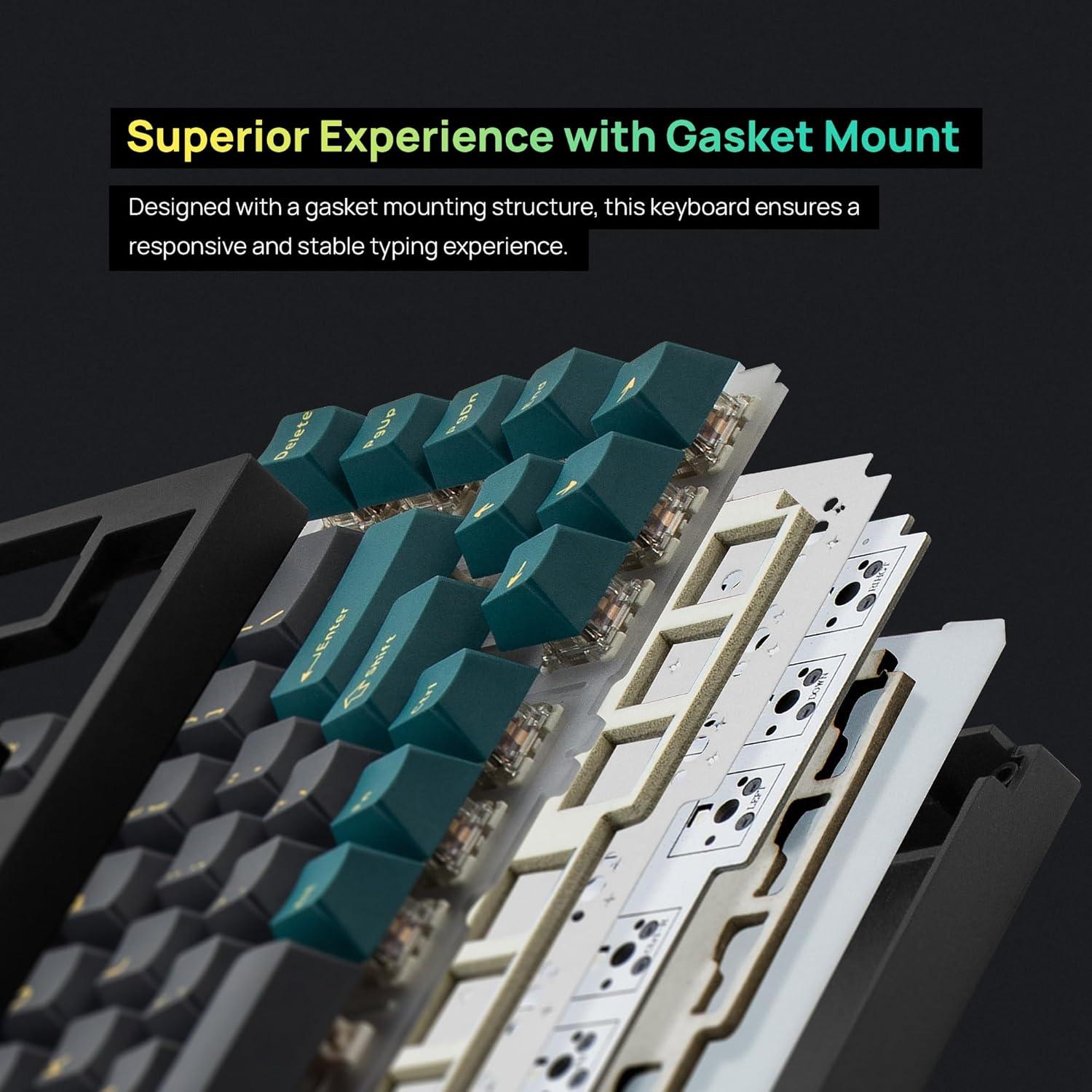 MD750 Delight BT RGB Devil Green TKL Ergonomic Mechanical Keyboard, LED Screen & Knob, 75% Layout, 2.4G/ BT5.0/ USB Type-C, Mac/Windows OS Compatible (Gateron G Brown)