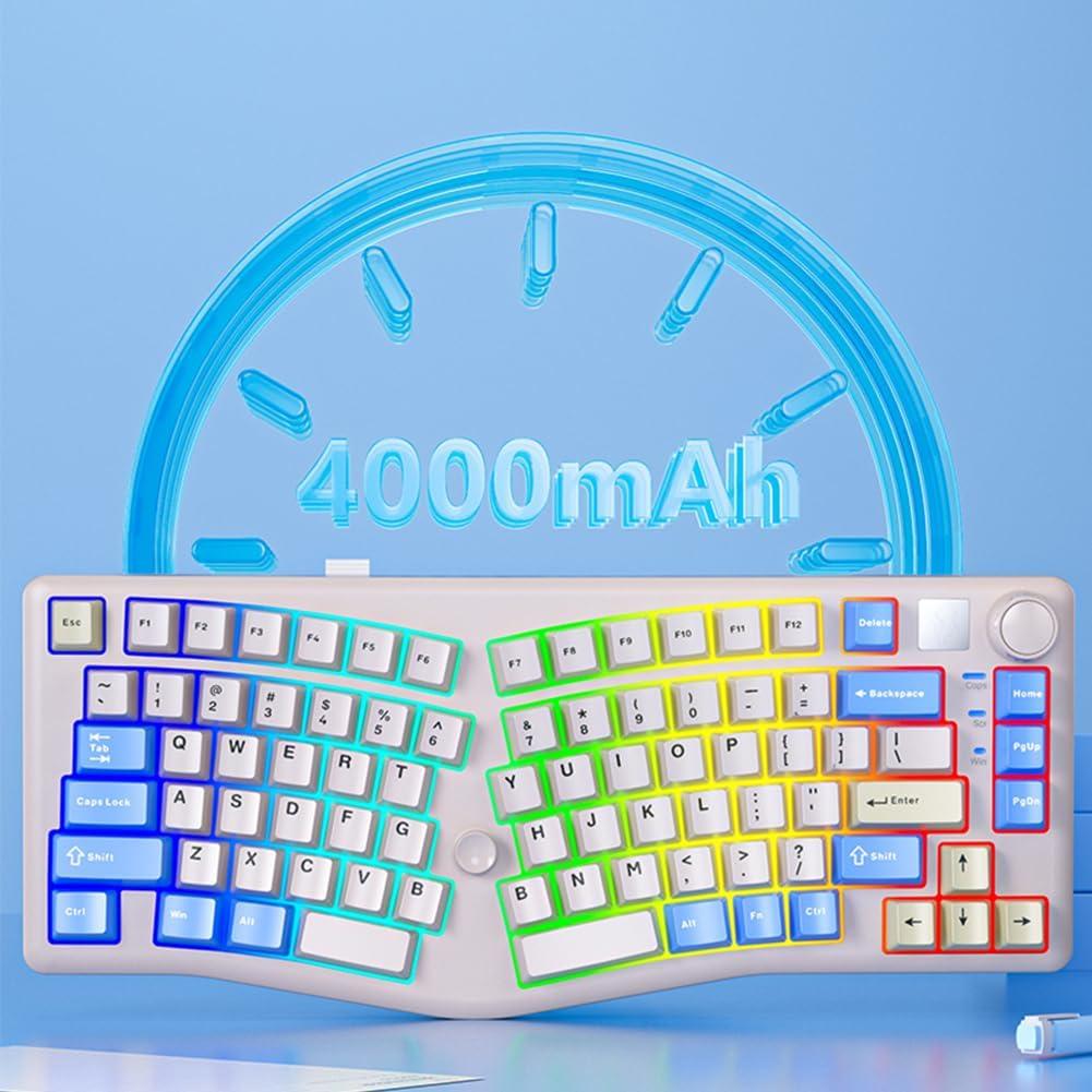 Teclado Mecánico A75 Alice Ergonomico RGB 4000mAh Blanco Lunar