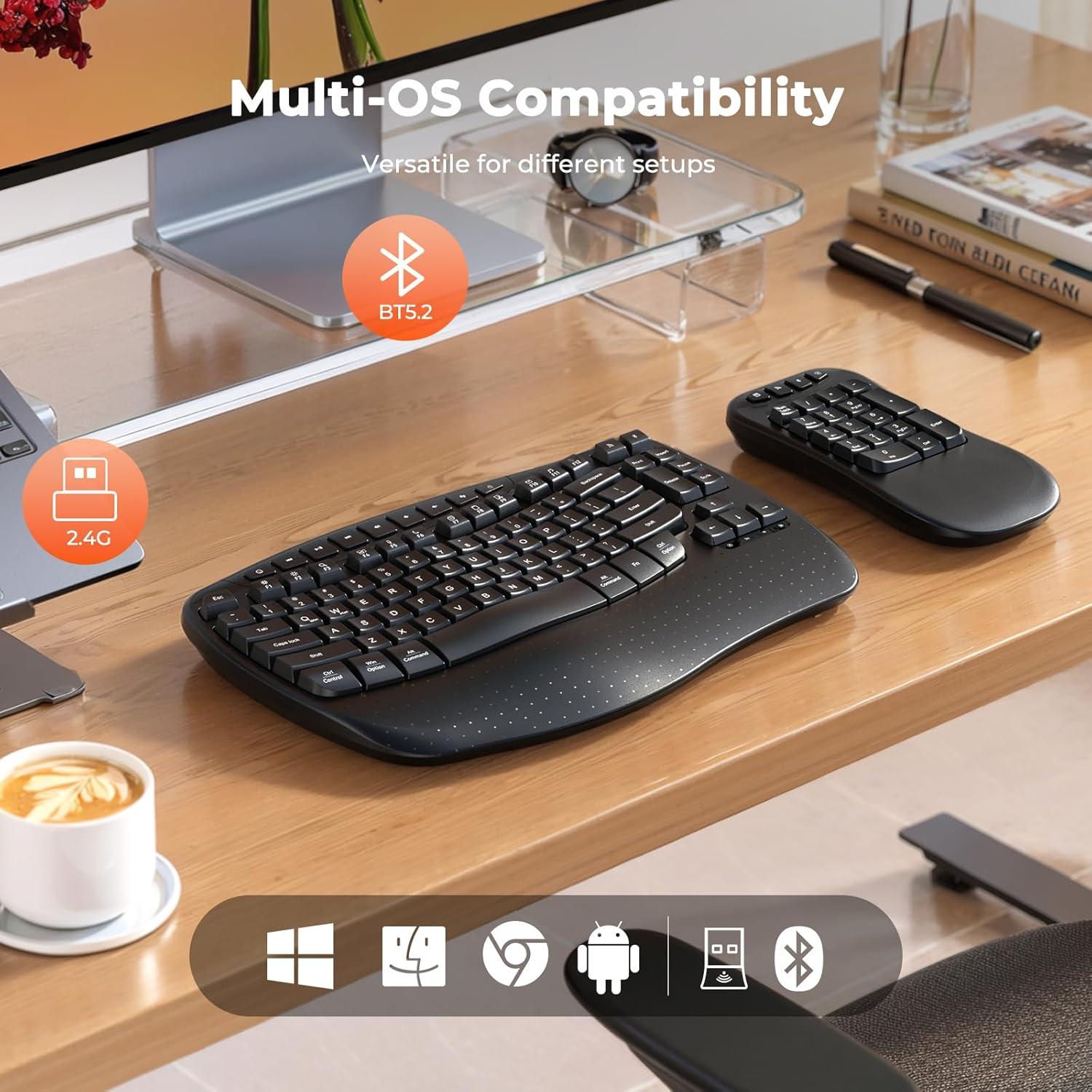 Teclado Inalámbrico Ergonómico Meetion K9330 con Reposamuñecas