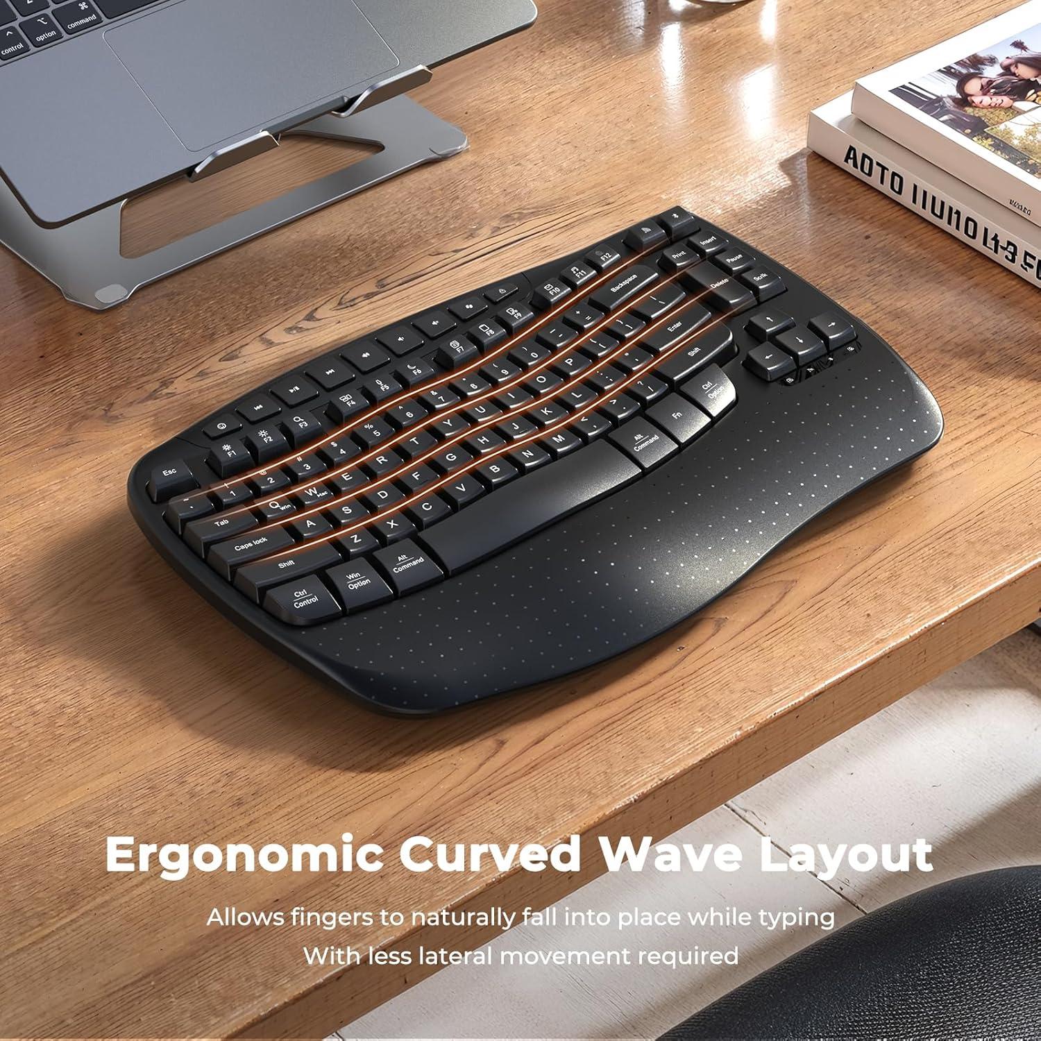 Teclado Inalámbrico Ergonómico Meetion K9330 con Reposamuñecas