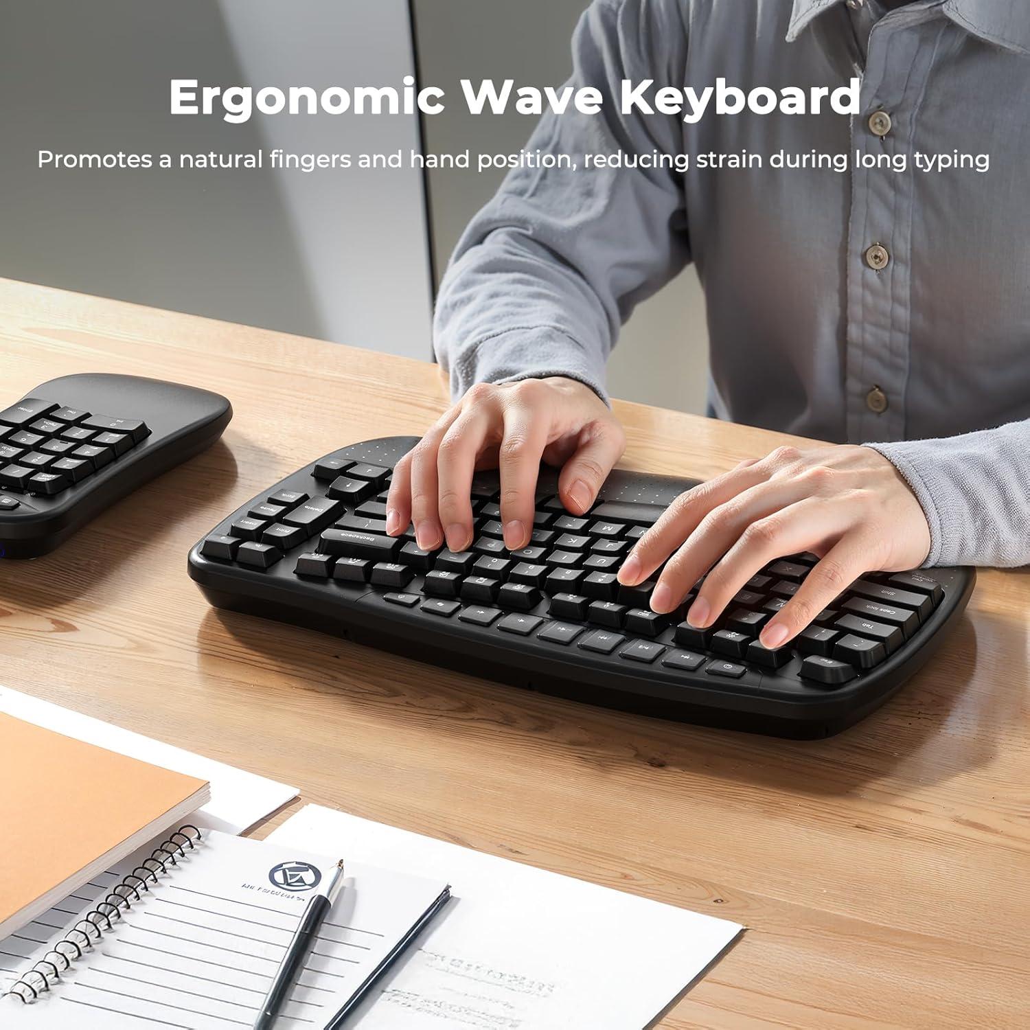 Teclado Inalámbrico Ergonómico Meetion K9330 con Reposamuñecas