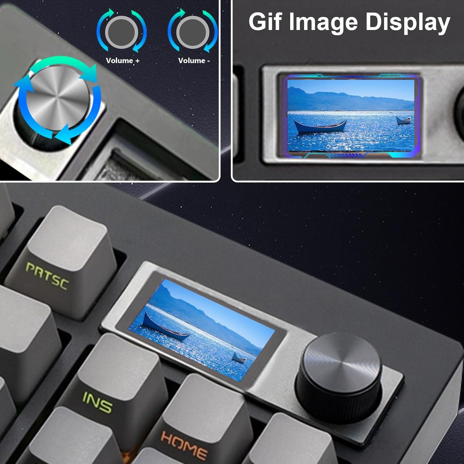 GMK87 Keyboard Barebones Kit,Gasket Mount Hot Swap PCB Triple Mode BT5.0/2.4G/Type-C Wireless Mechanical Keyboard with Knob VIA-Programmable Custom TFT-Screen RGB DIY Kit(Black)