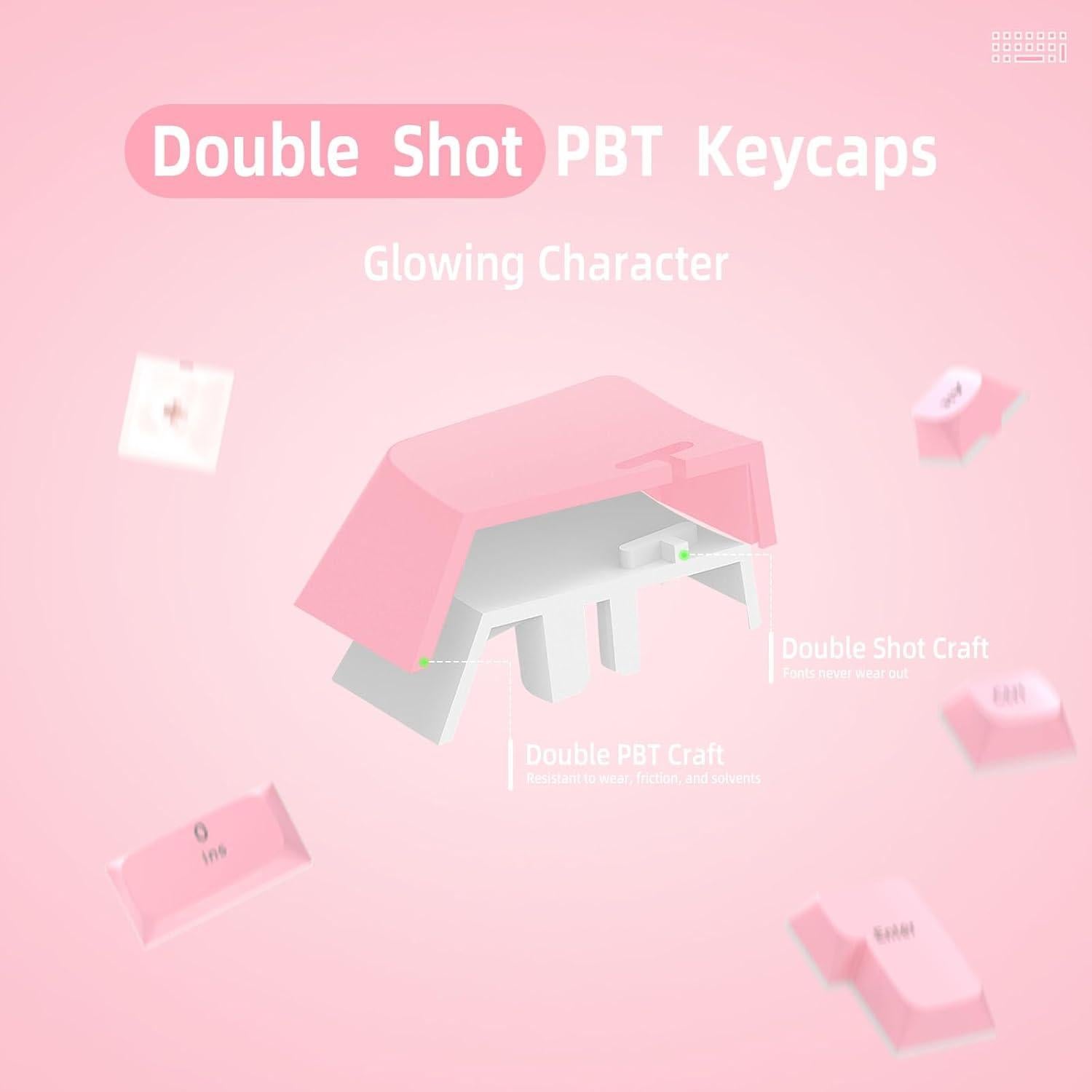 Conjunto de Teclas PBT Doble Inyección 117 Teclas ZIYOU LANG Rosa