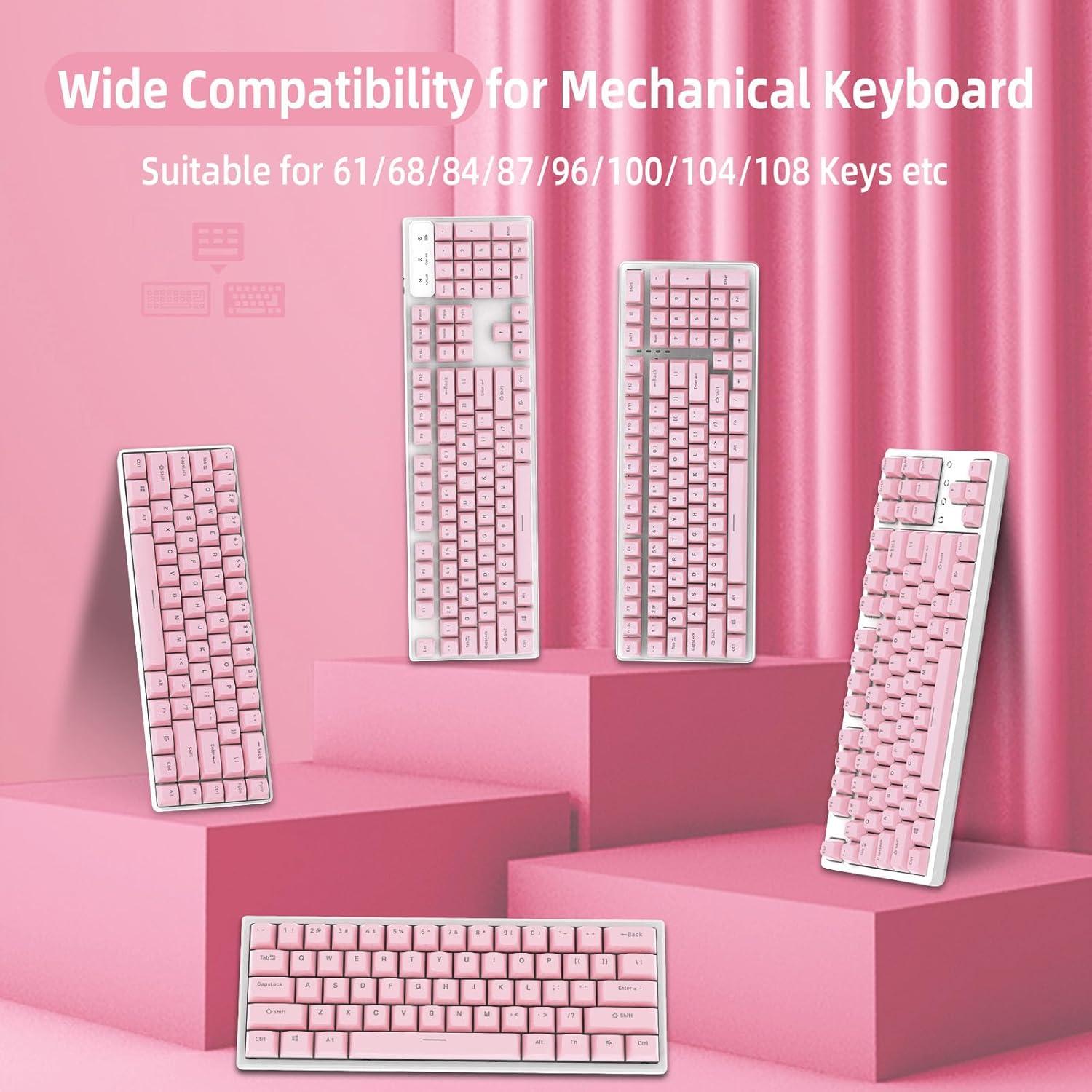 Conjunto de Teclas PBT Doble Inyección 117 Teclas ZIYOU LANG Rosa