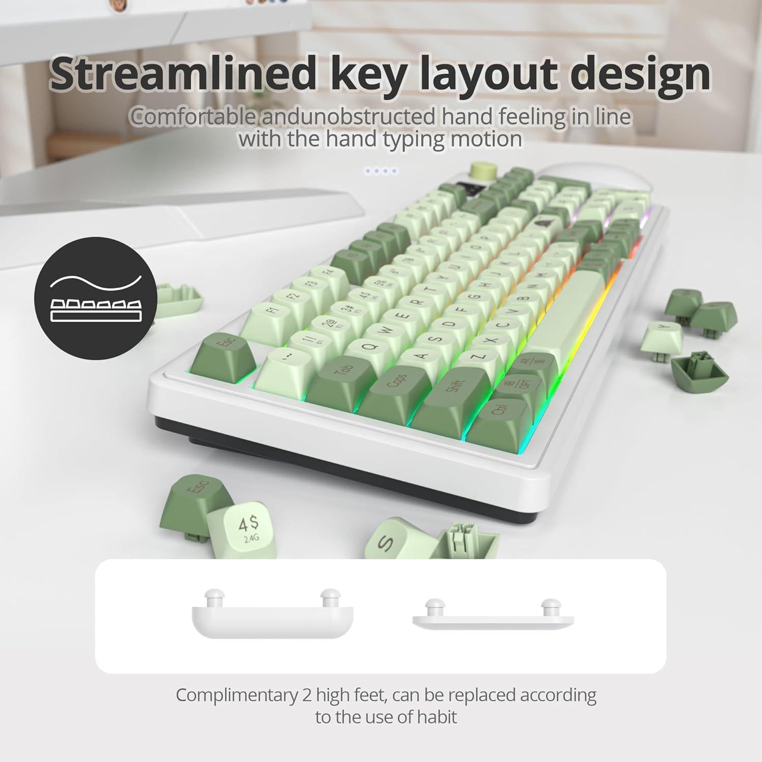 Teclado Inalámbrico SbocKeeb 96% RGB Tri-Modo Matcha