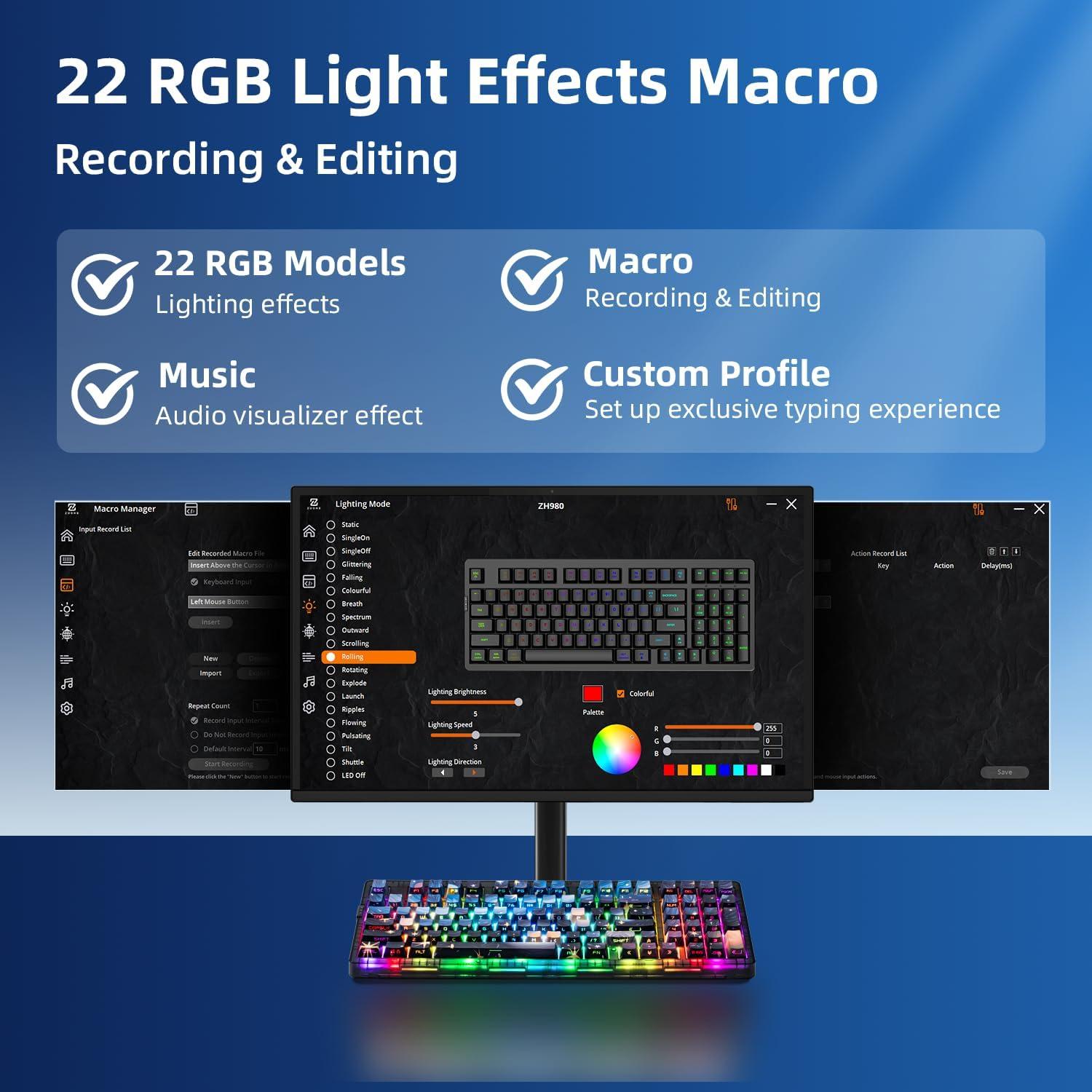 Teclado Mecánico Inalámbrico ZORNHER ZH980 95% RGB PBT