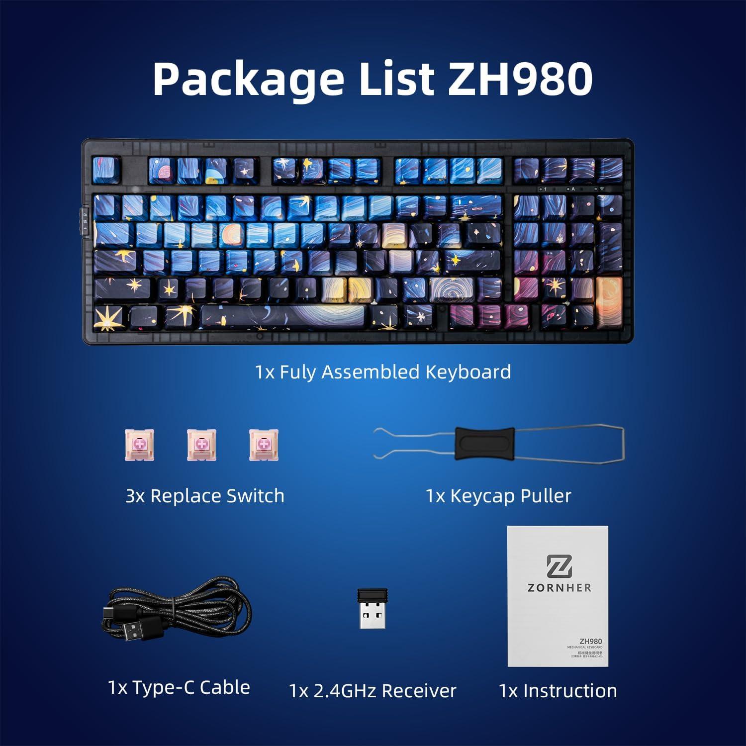 Teclado Mecánico Inalámbrico ZORNHER ZH980 95% RGB PBT