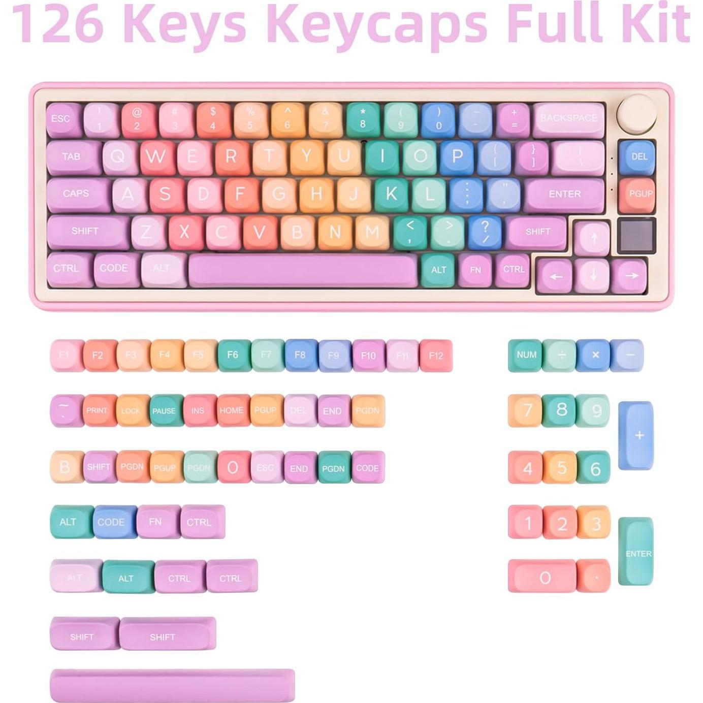 Juego de Teclas PBT Caramelo Arcoíris MOA para Teclados Mecánicos